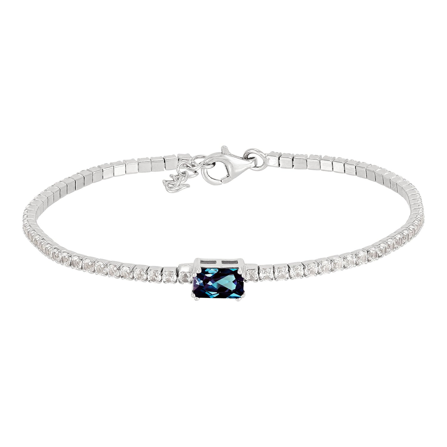 Lab-Created Alexandrite Lab-Created White Sapphire Bracelet in Sterling  Silver