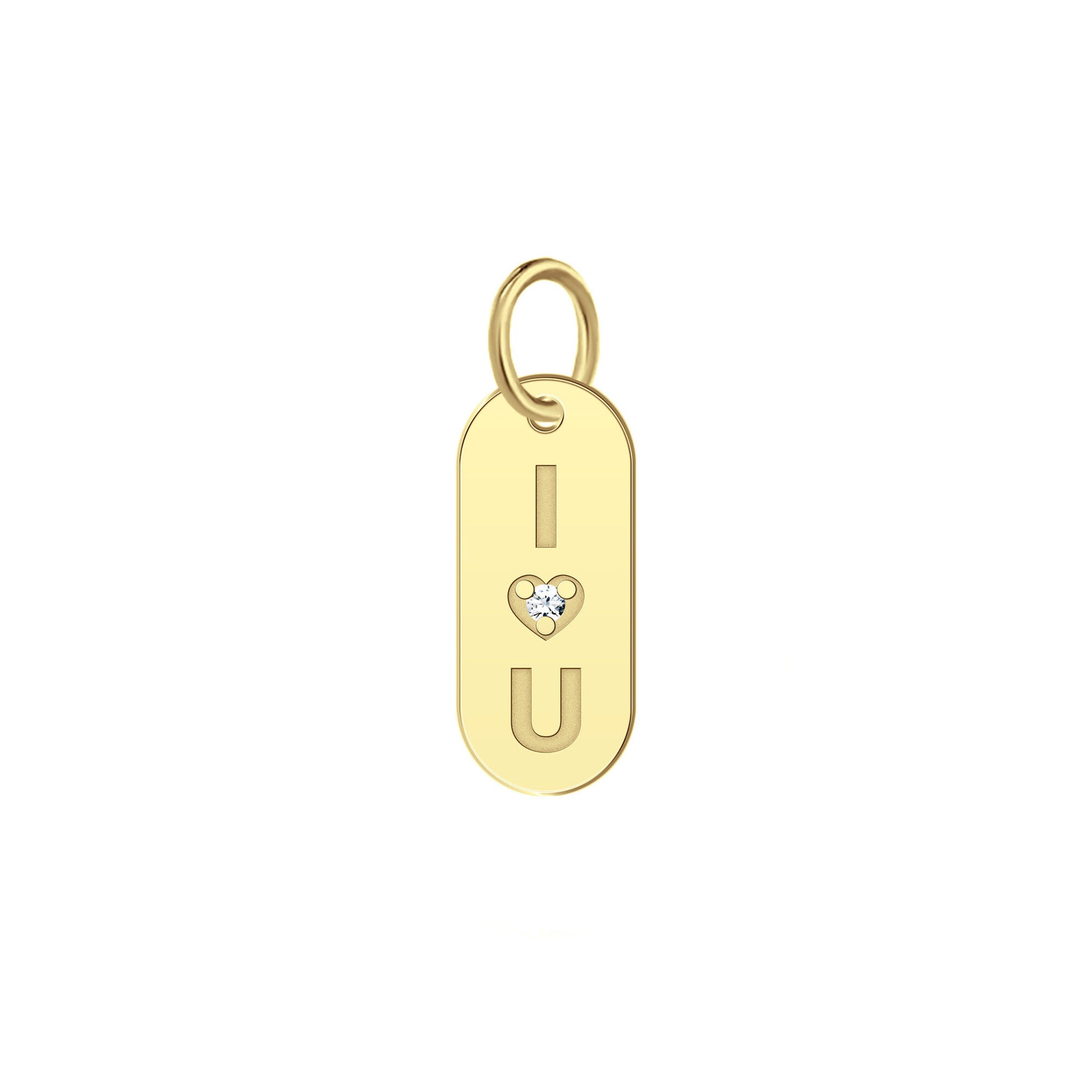 I Love You Oval Bar Tag with Diamond Accent in 10K Yellow Gold