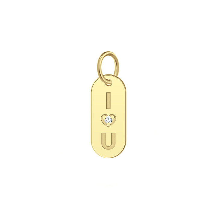 I Love You Oval Bar Tag with Diamond Accent in 10K Yellow Gold