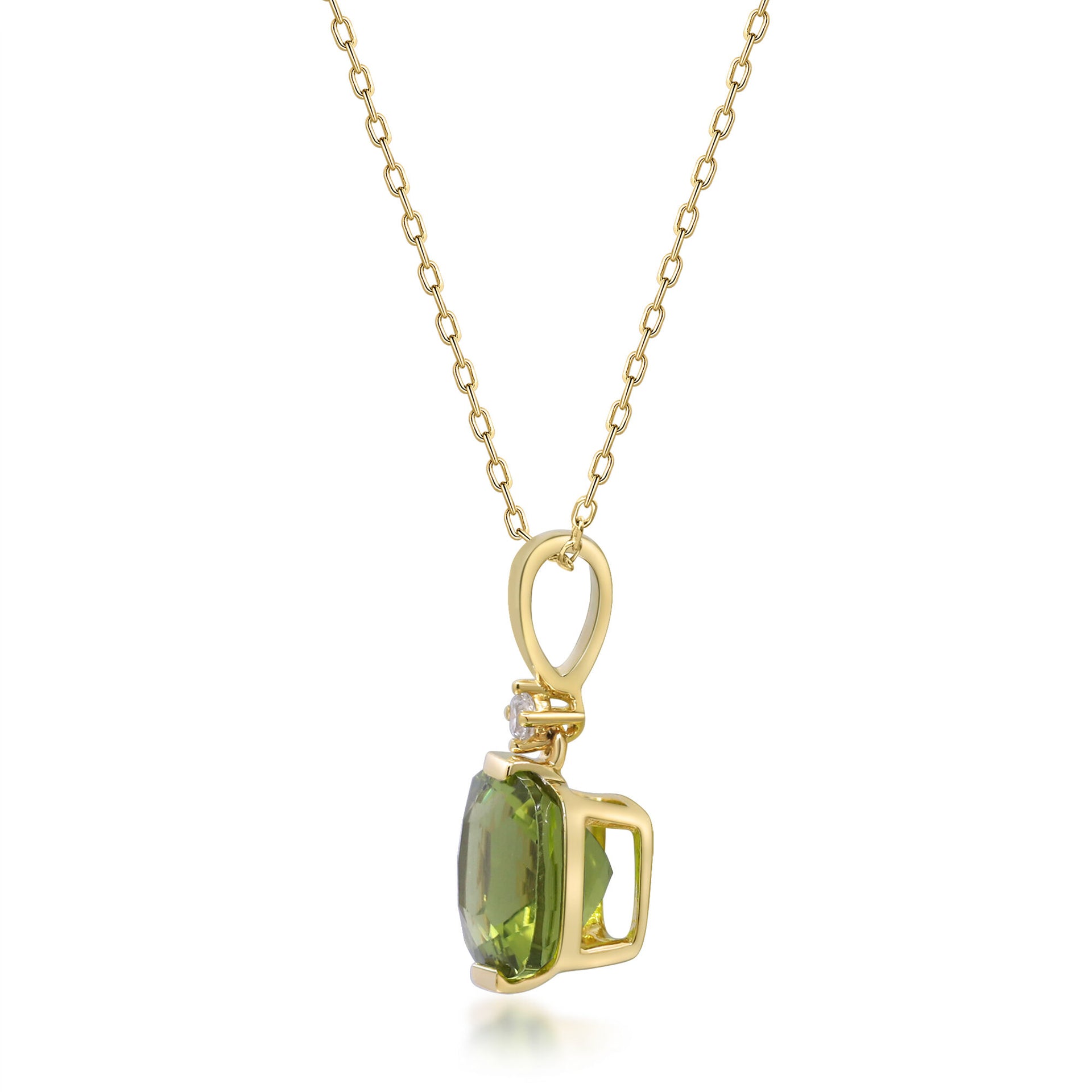 Peridot and Diamond Accent Pendant in 10K Yellow Gold