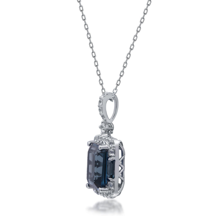 London Blue Topaz and White Sapphire Pendant in Sterling Silver