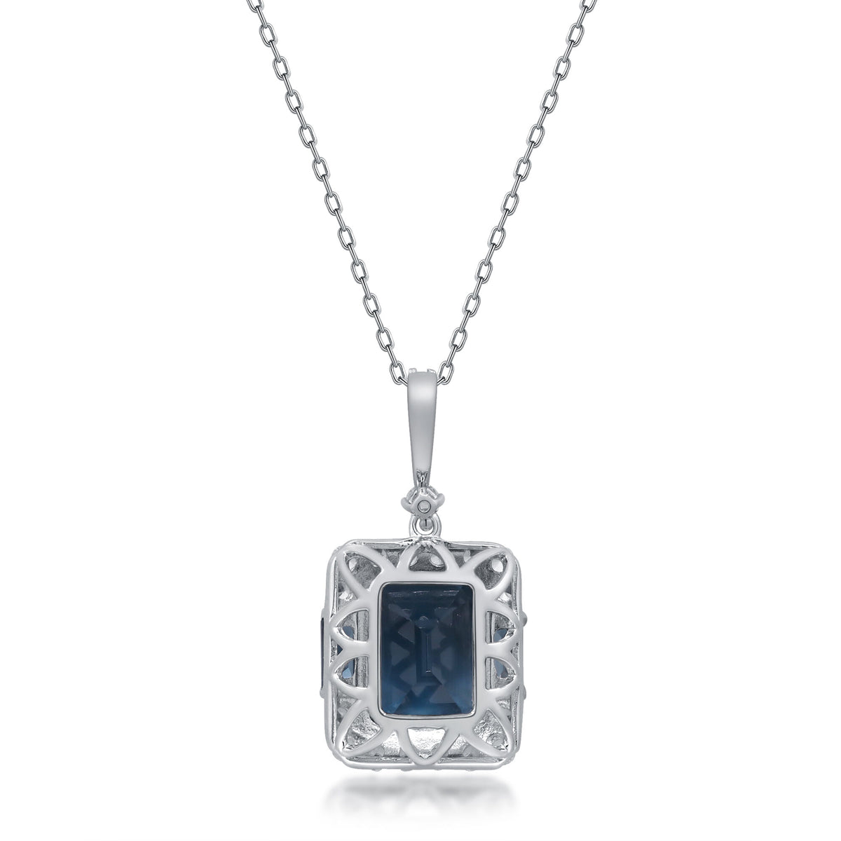 London Blue Topaz and White Sapphire Pendant in Sterling Silver