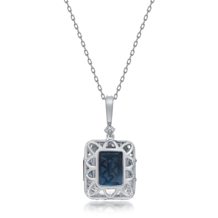 London Blue Topaz and White Sapphire Pendant in Sterling Silver