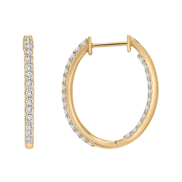 Diamond Oval Inside-Out Hoop Earrings in 10K Yellow Gold (1 ct. tw.)