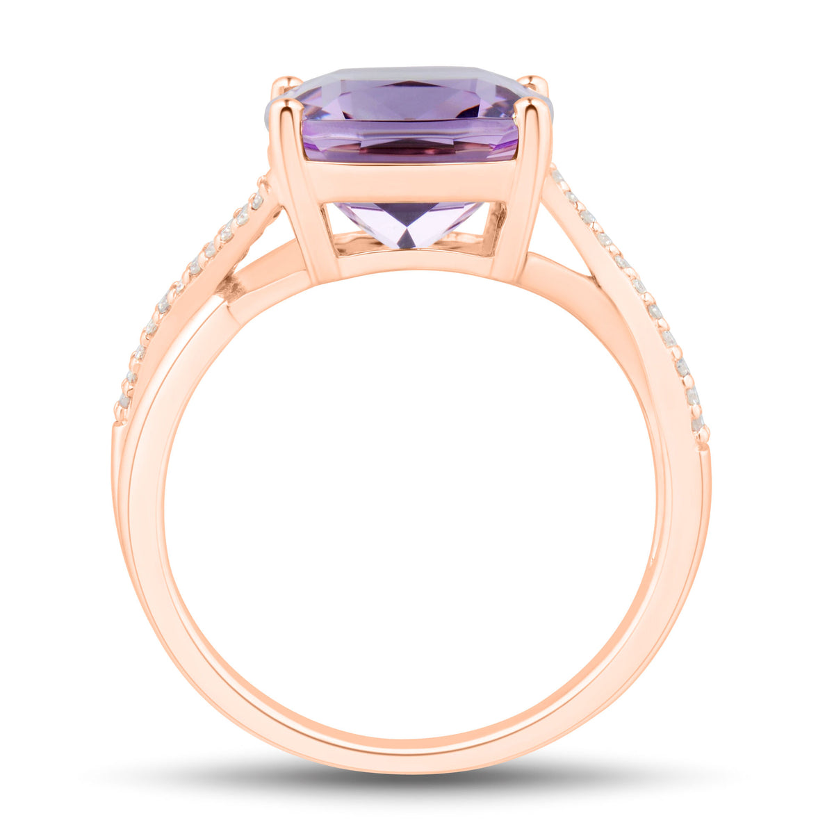 Amethyst and Diamond Accent Ring in 10K Rose Gold
