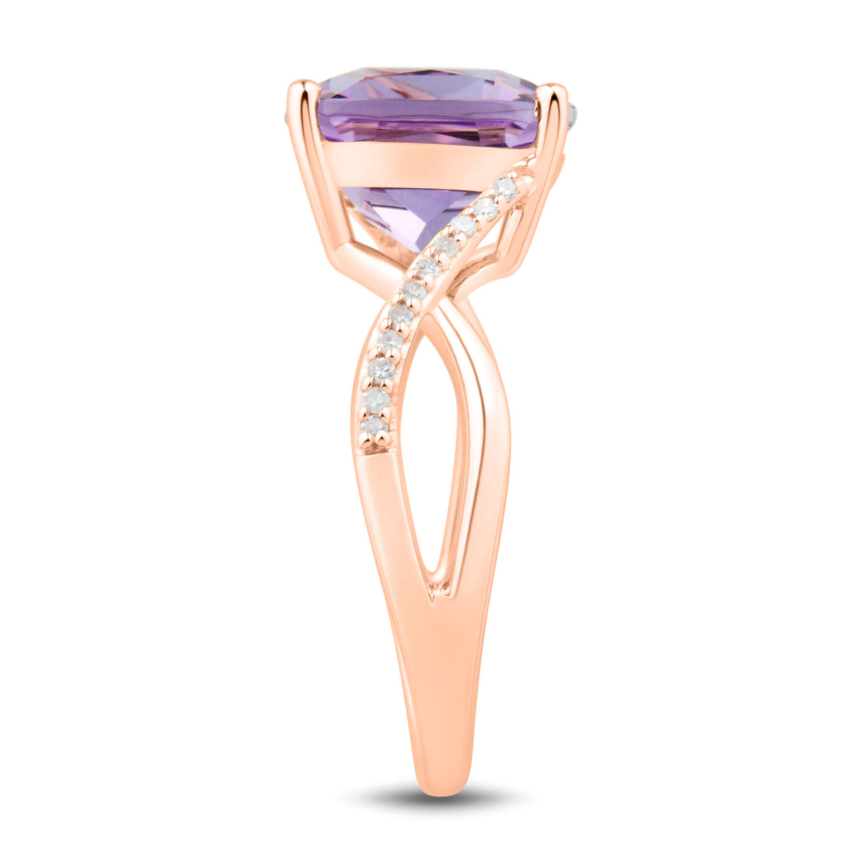 Amethyst and Diamond Accent Ring in 10K Rose Gold