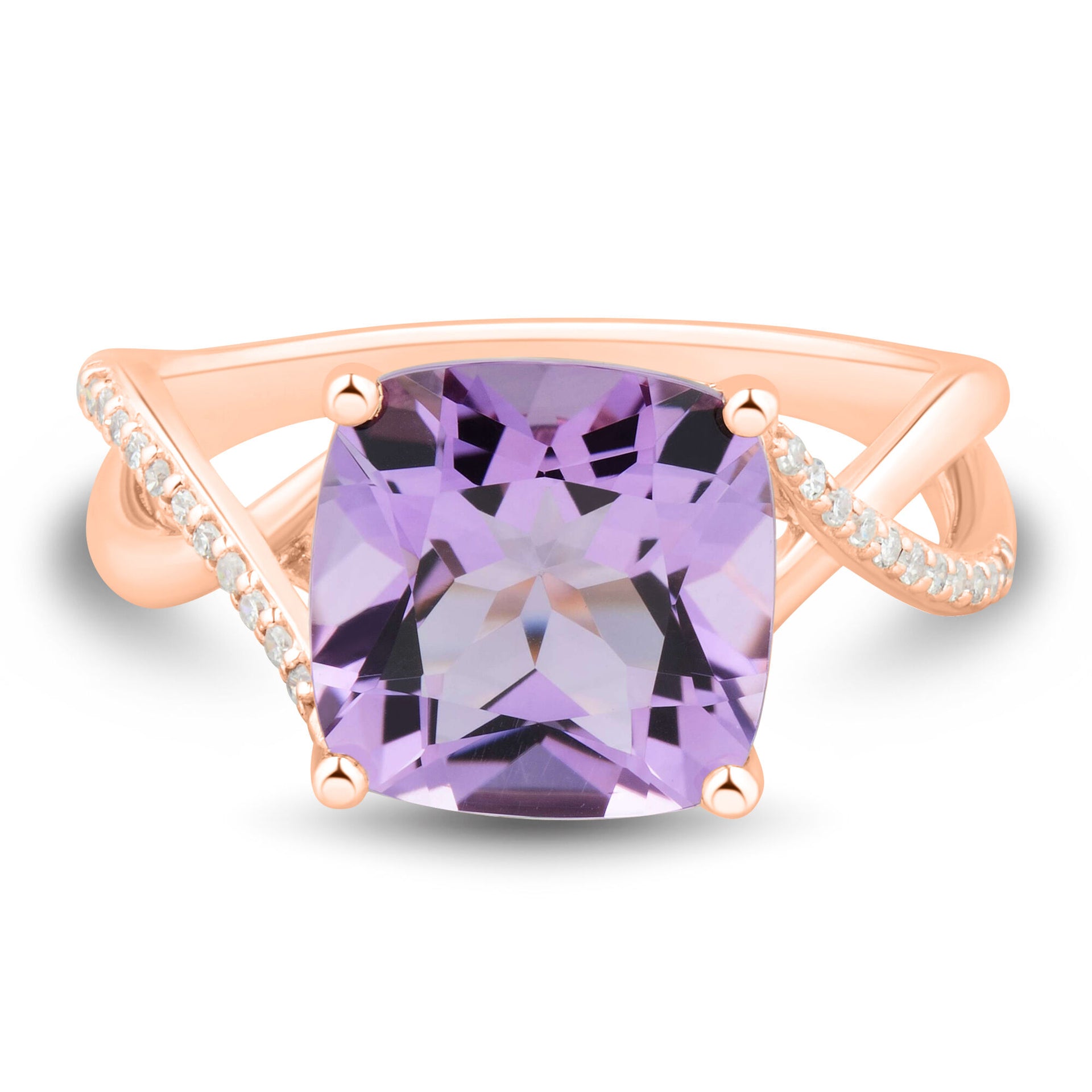 Amethyst and Diamond Accent Ring in 10K Rose Gold