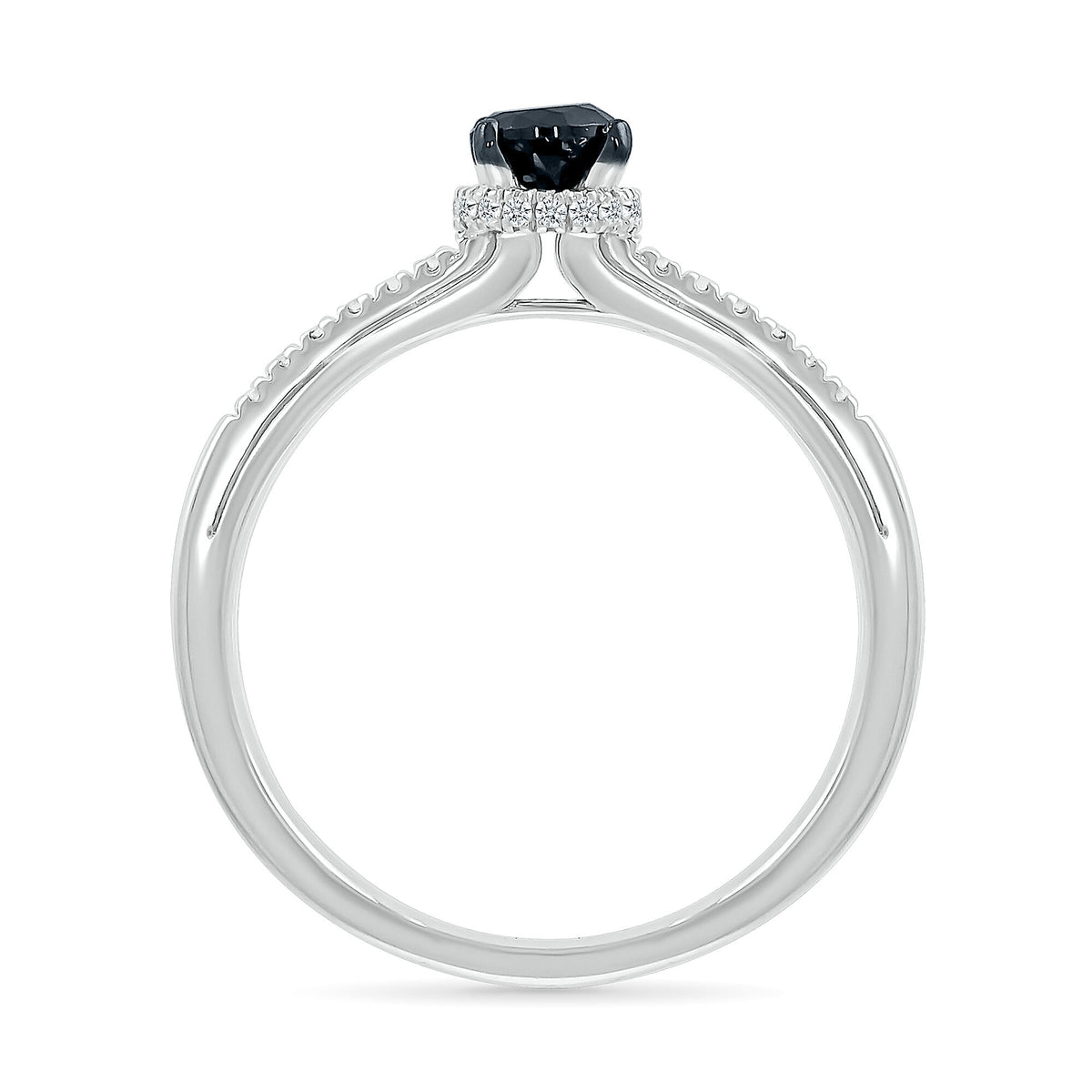 Black and White Diamond Hidden Halo Ring in 10K White Gold (3/8 ct. tw.)