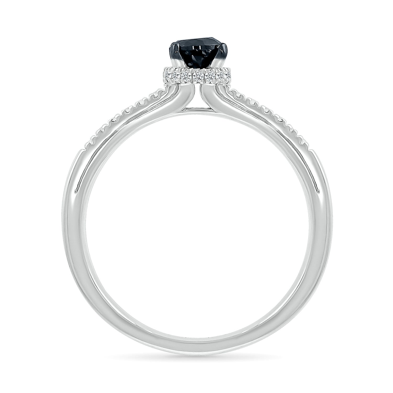 Black and White Diamond Hidden Halo Ring in 10K White Gold (3/8 ct. tw.)