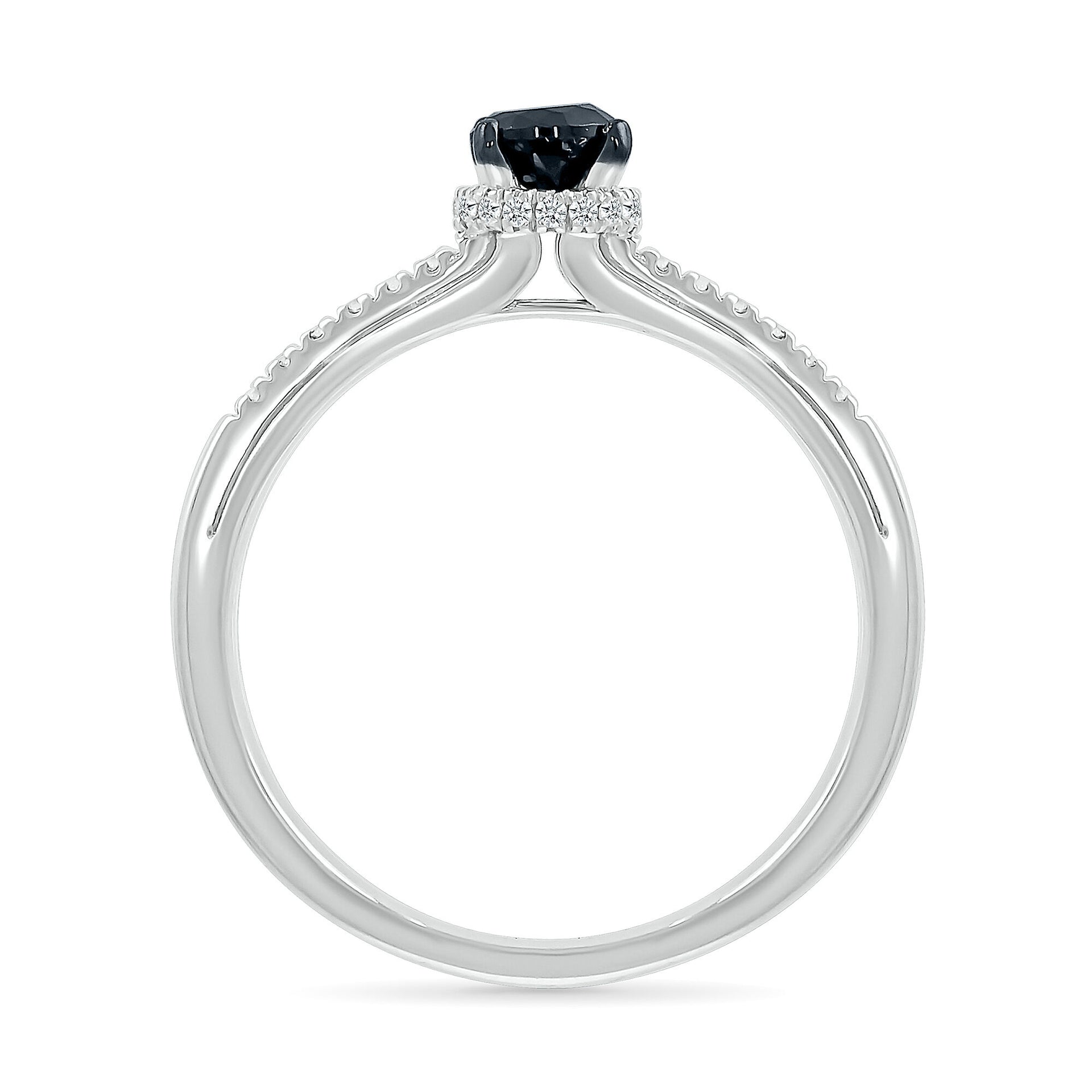 Black and White Diamond Hidden Halo Ring in 10K White Gold (3/8 ct. tw.)