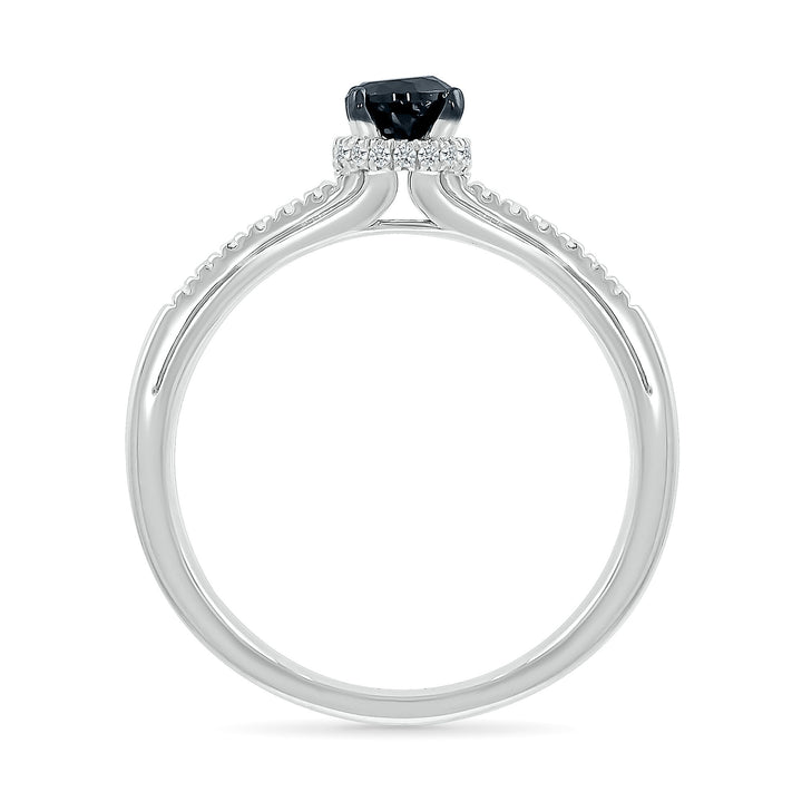 Black and White Diamond Hidden Halo Ring in 10K White Gold (3/8 ct. tw.)
