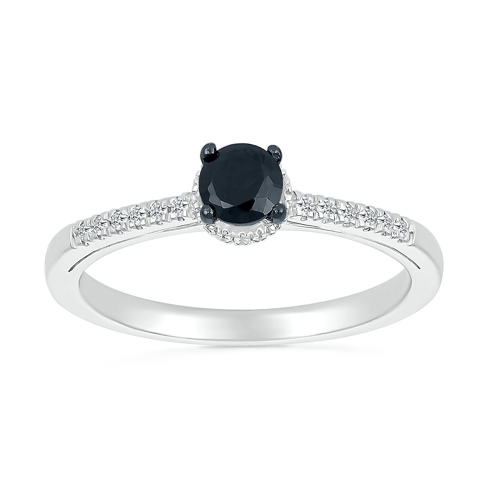 Black and White Diamond Hidden Halo Ring in 10K White Gold (3/8 ct. tw.)