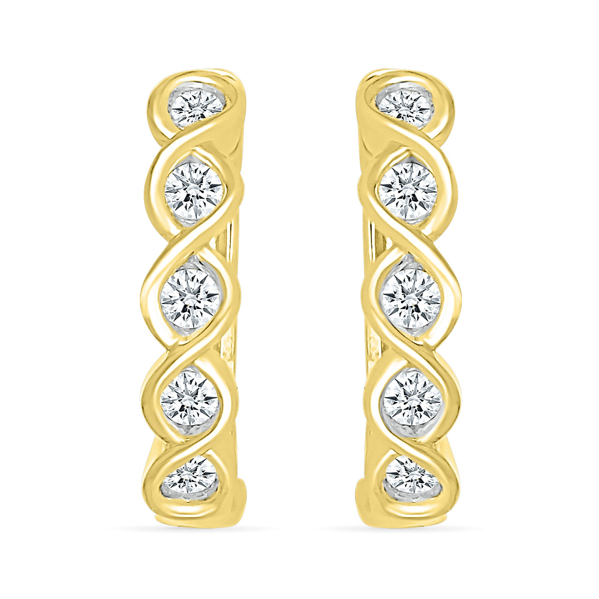 Diamond Twist Hoop Earrings in 10K Yellow Gold (1/5 ct. tw.)