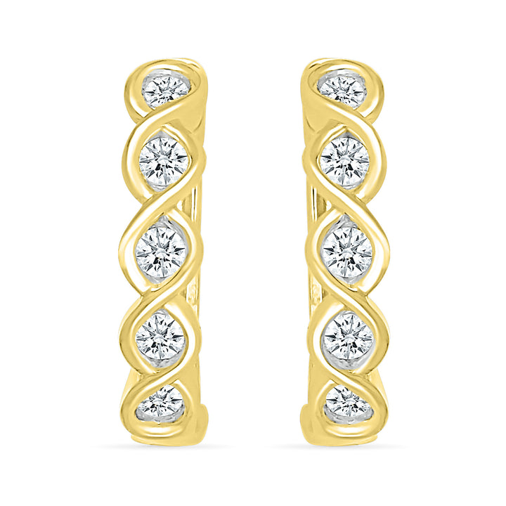 Diamond Twist Hoop Earrings in 10K Yellow Gold (1/5 ct. tw.)