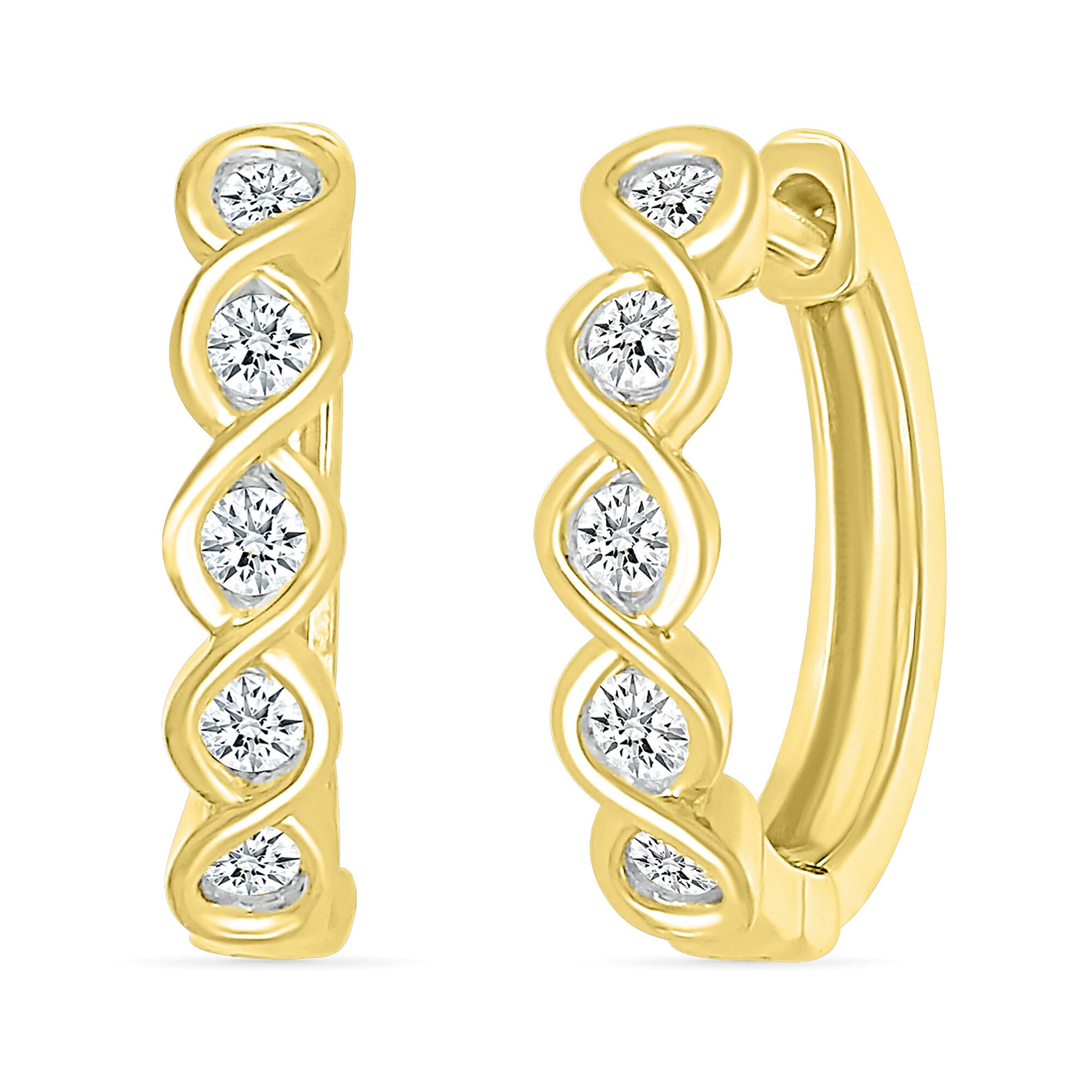 Diamond Twist Hoop Earrings in 10K Yellow Gold (1/5 ct. tw.)