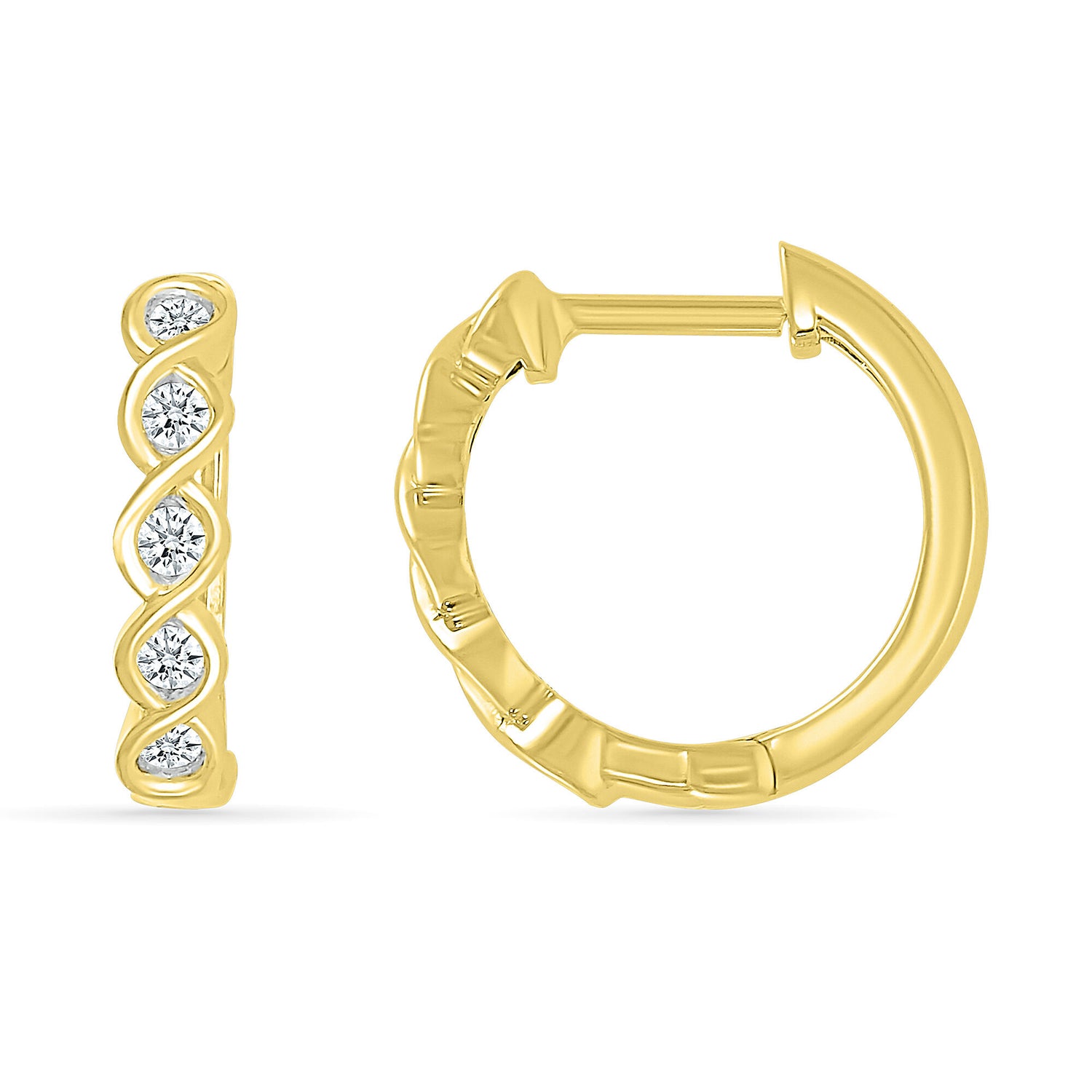 Diamond Twist Hoop Earrings in 10K Yellow Gold (1/5 ct. tw.)