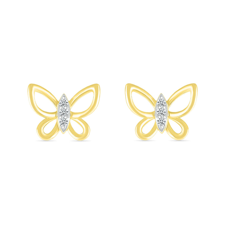 Diamond Accent Butterfly Stud Earrings in 10K Yellow Gold