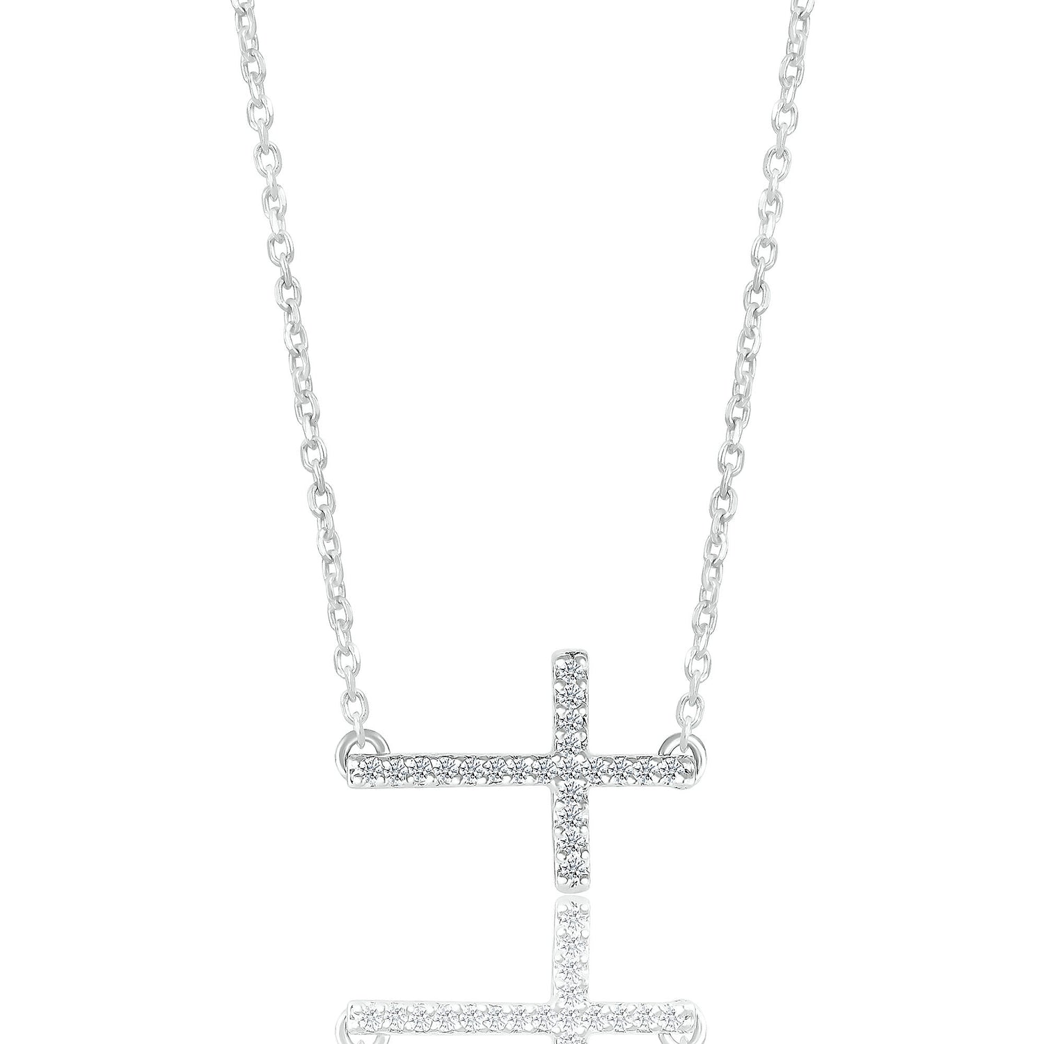 Diamond Accent Cross Necklace in Sterling Silver