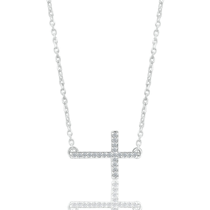 Diamond Accent Cross Necklace in Sterling Silver