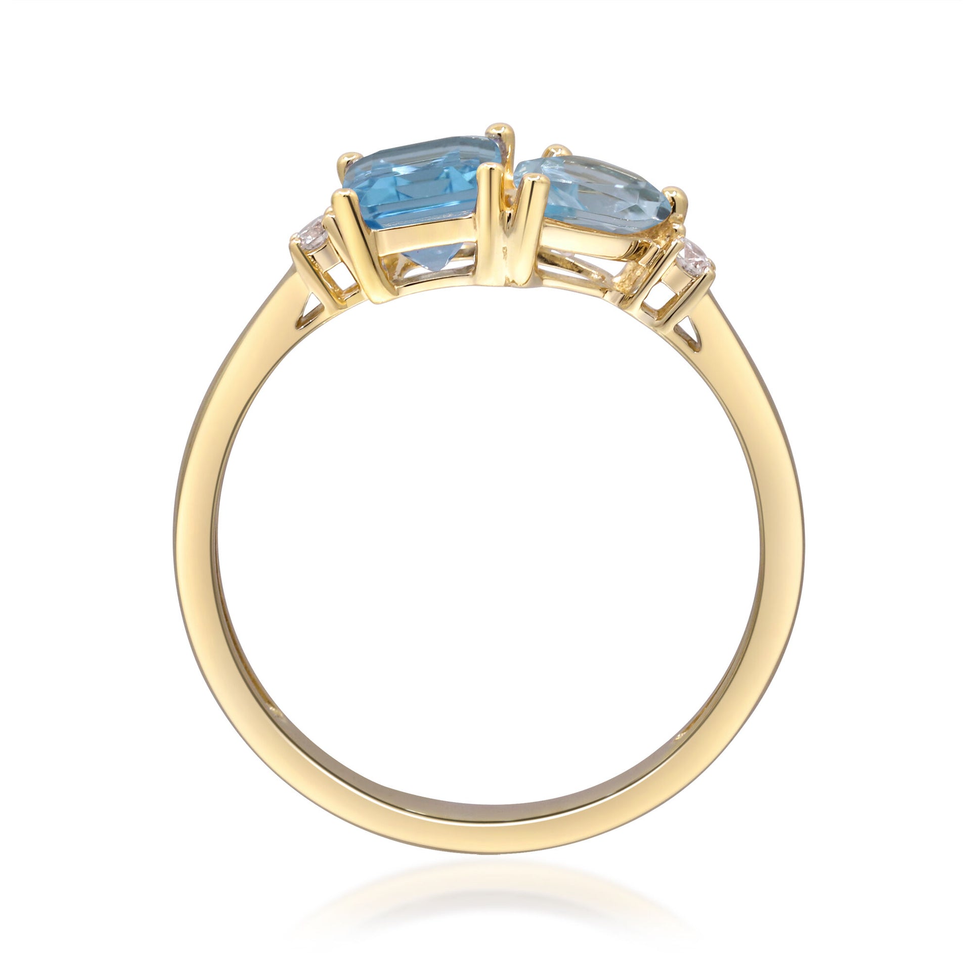 Blue Topaz and Diamond Accent Ring in 10K Yellow Gold