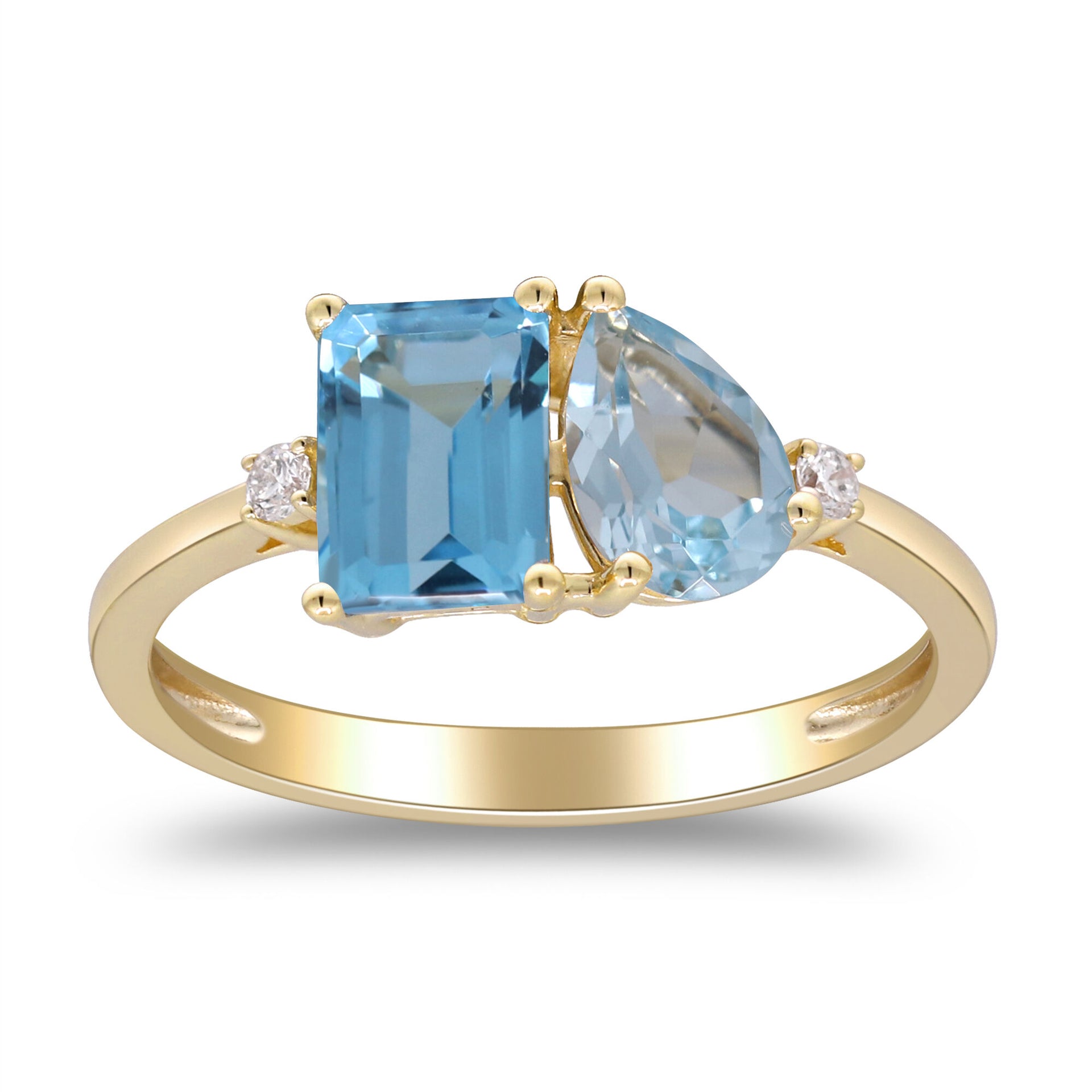 Blue Topaz and Diamond Accent Ring in 10K Yellow Gold