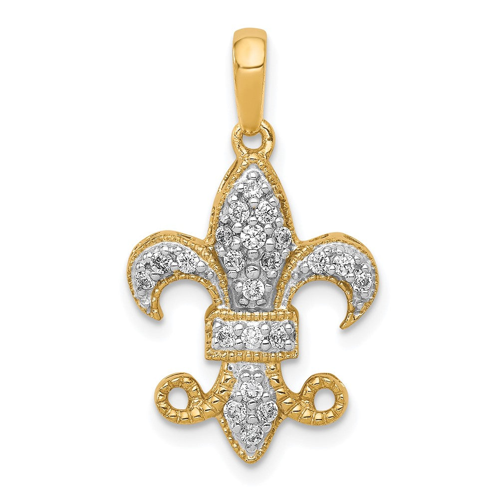 14k Yellow Gold Lab Grown Diamond Fleur De Lis Pendant (0.21ct VS G-H)