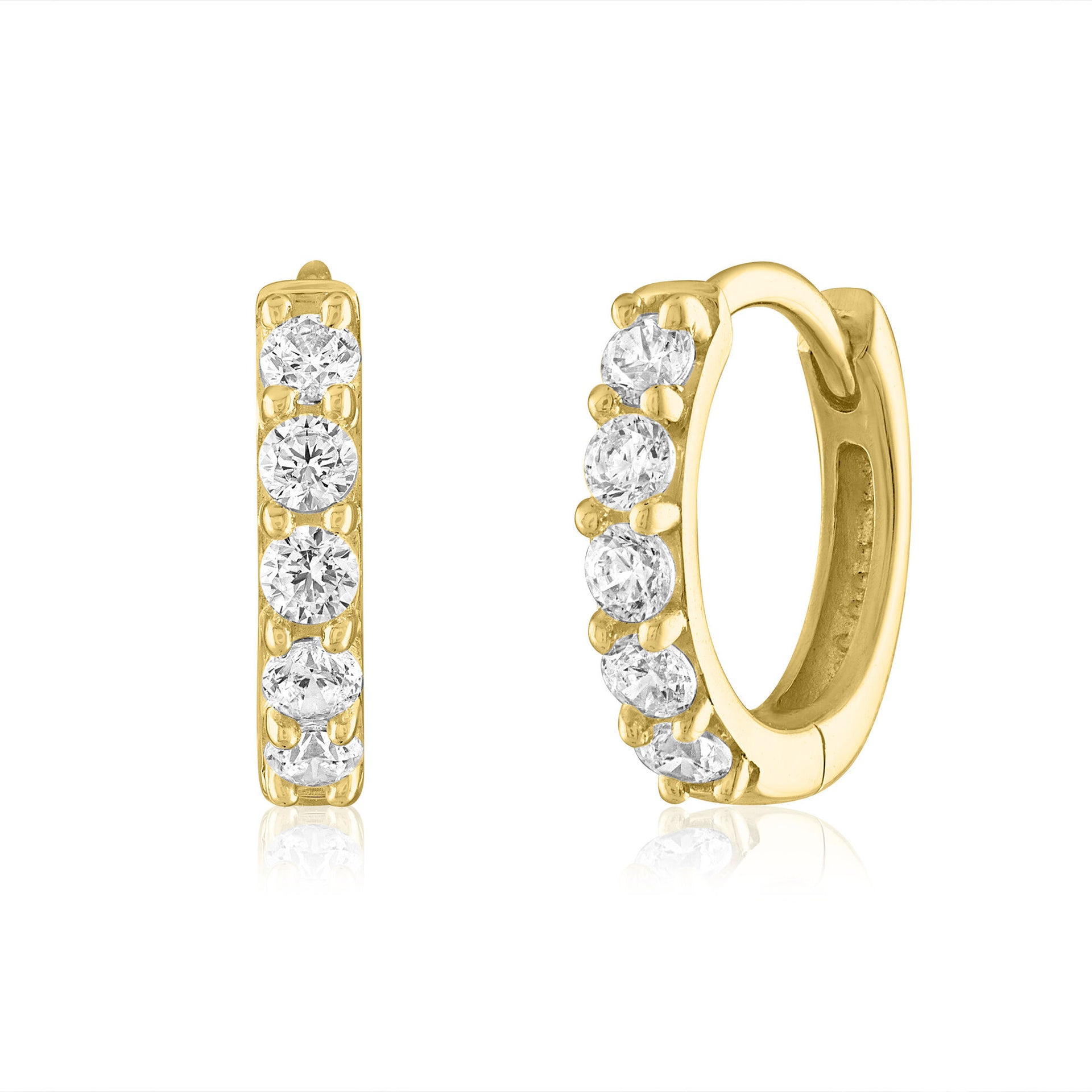 Diamond Huggie Hoop Earrings in 10K Yellow Gold (1/4 ct. tw.)