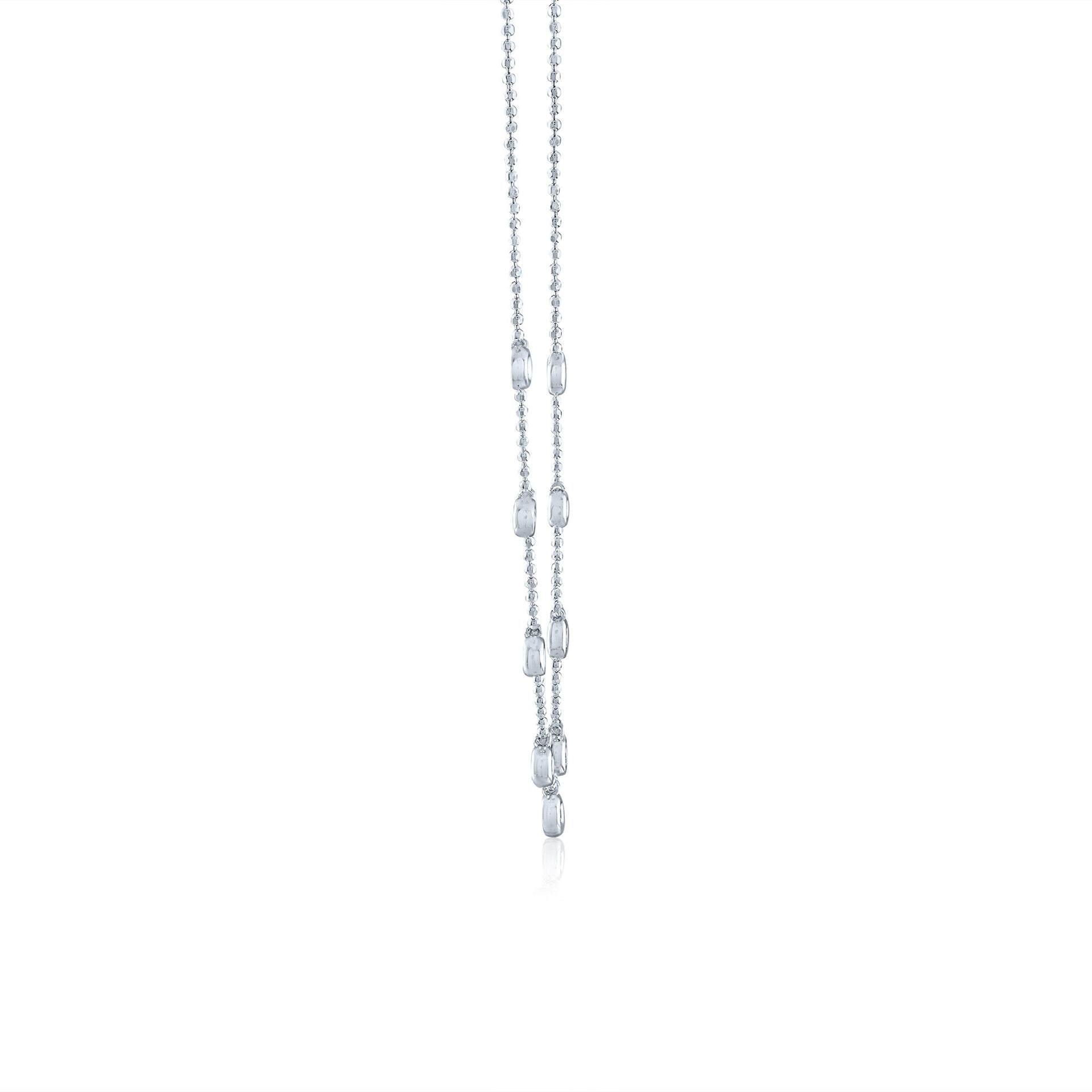 Diamond Bezel Dangle Station Necklace in Sterling Silver (1/7 ct. tw.)