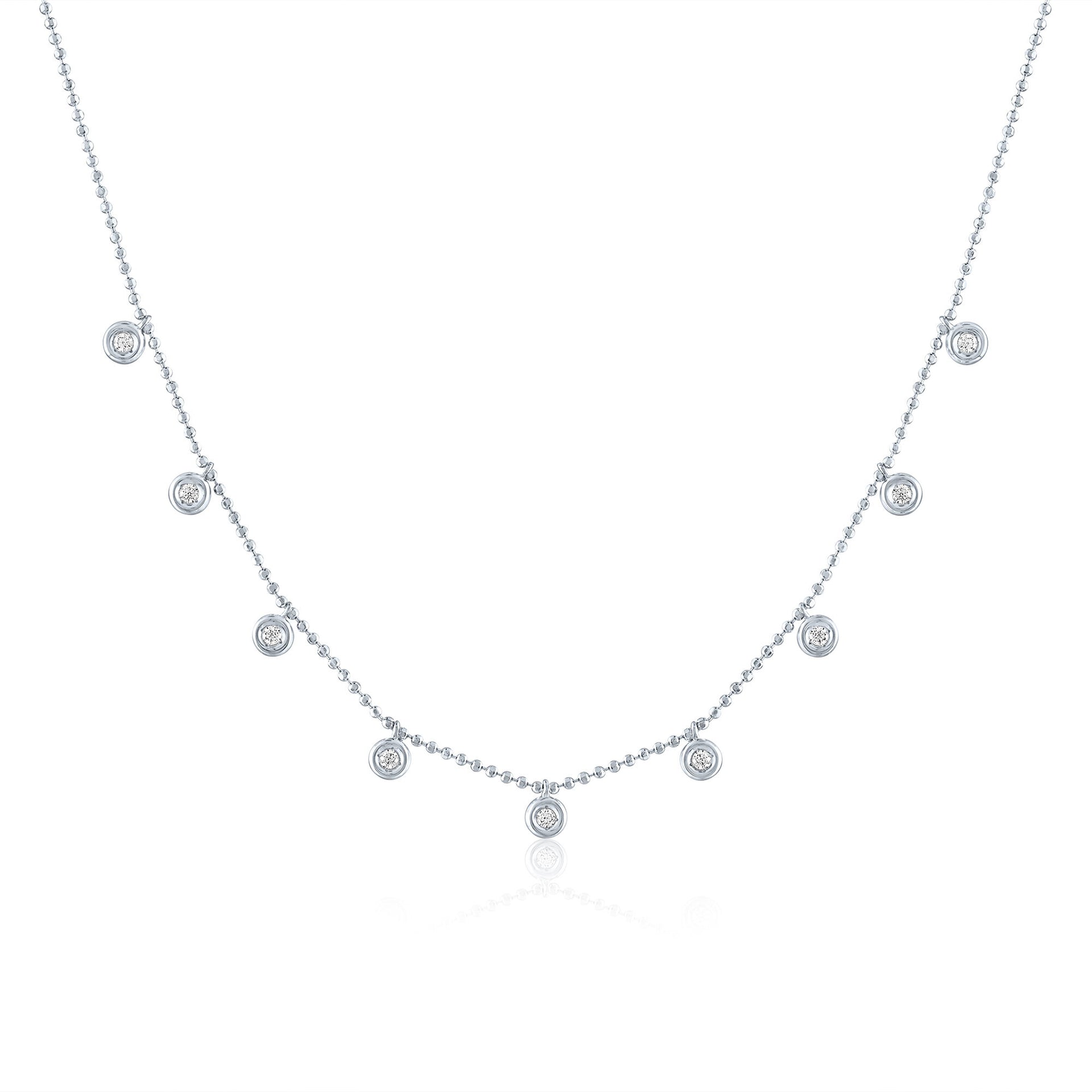 Diamond Bezel Dangle Station Necklace in Sterling Silver (1/7 ct. tw.)
