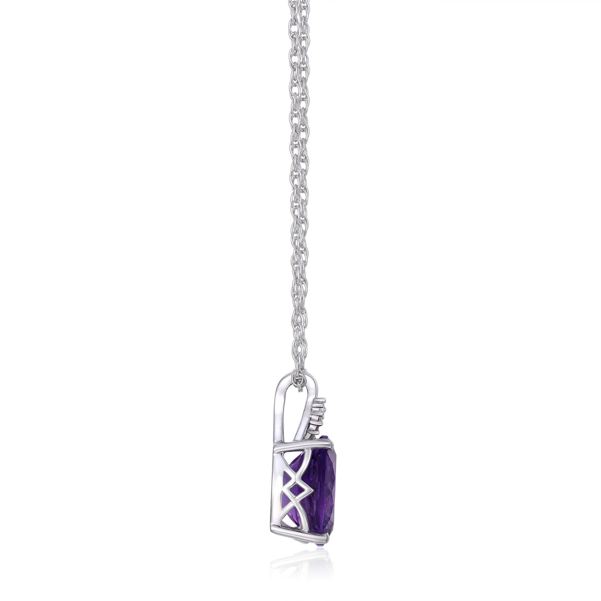 Amethyst and Diamond Accent Pendant in Sterling Silver