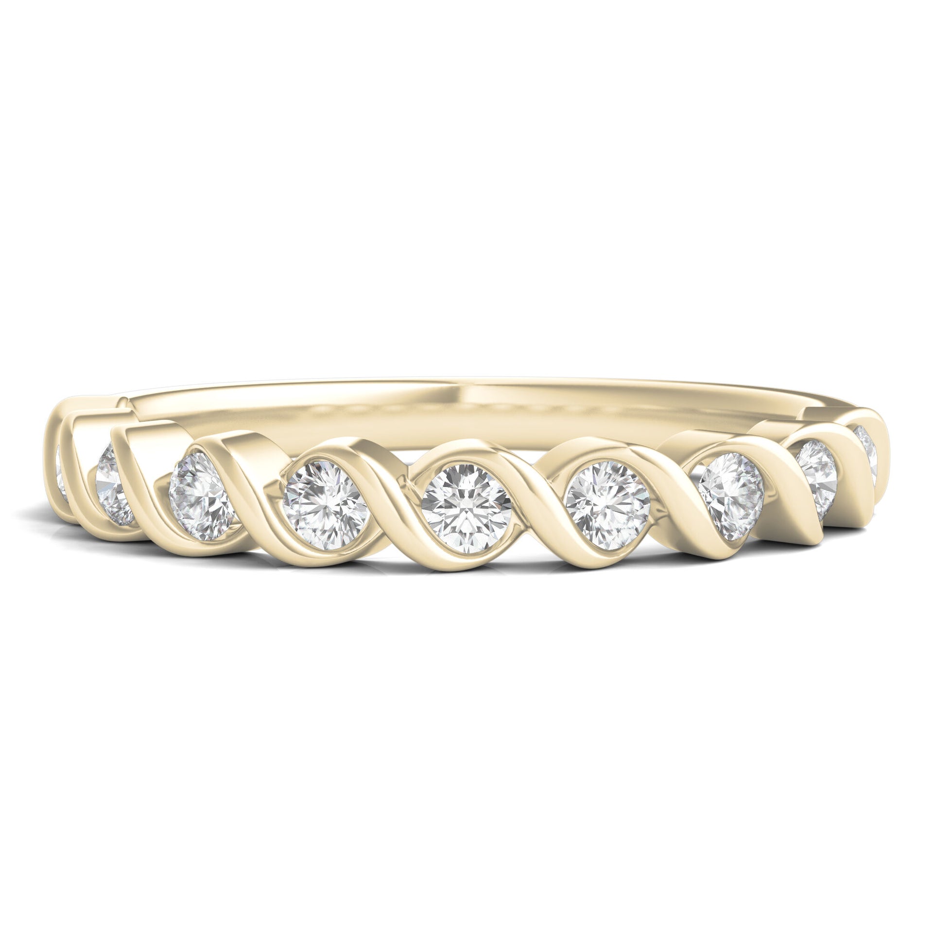 Diamond Twist Stack Wedding Band in 14K Yellow Gold (3/8 ct. tw.)