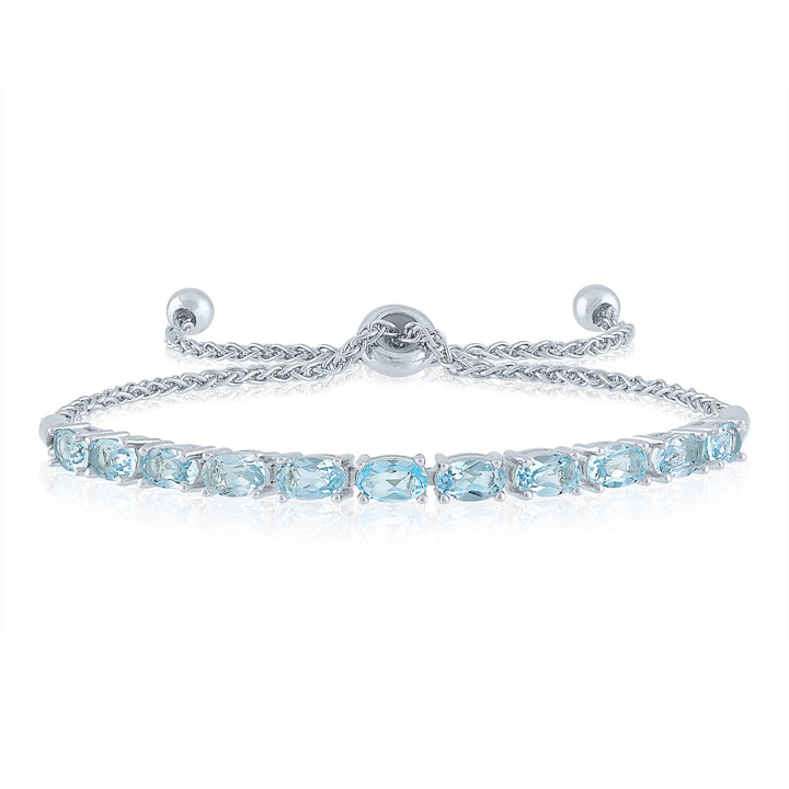 London Blue Topaz Bolo Bracelet in Sterling Silver