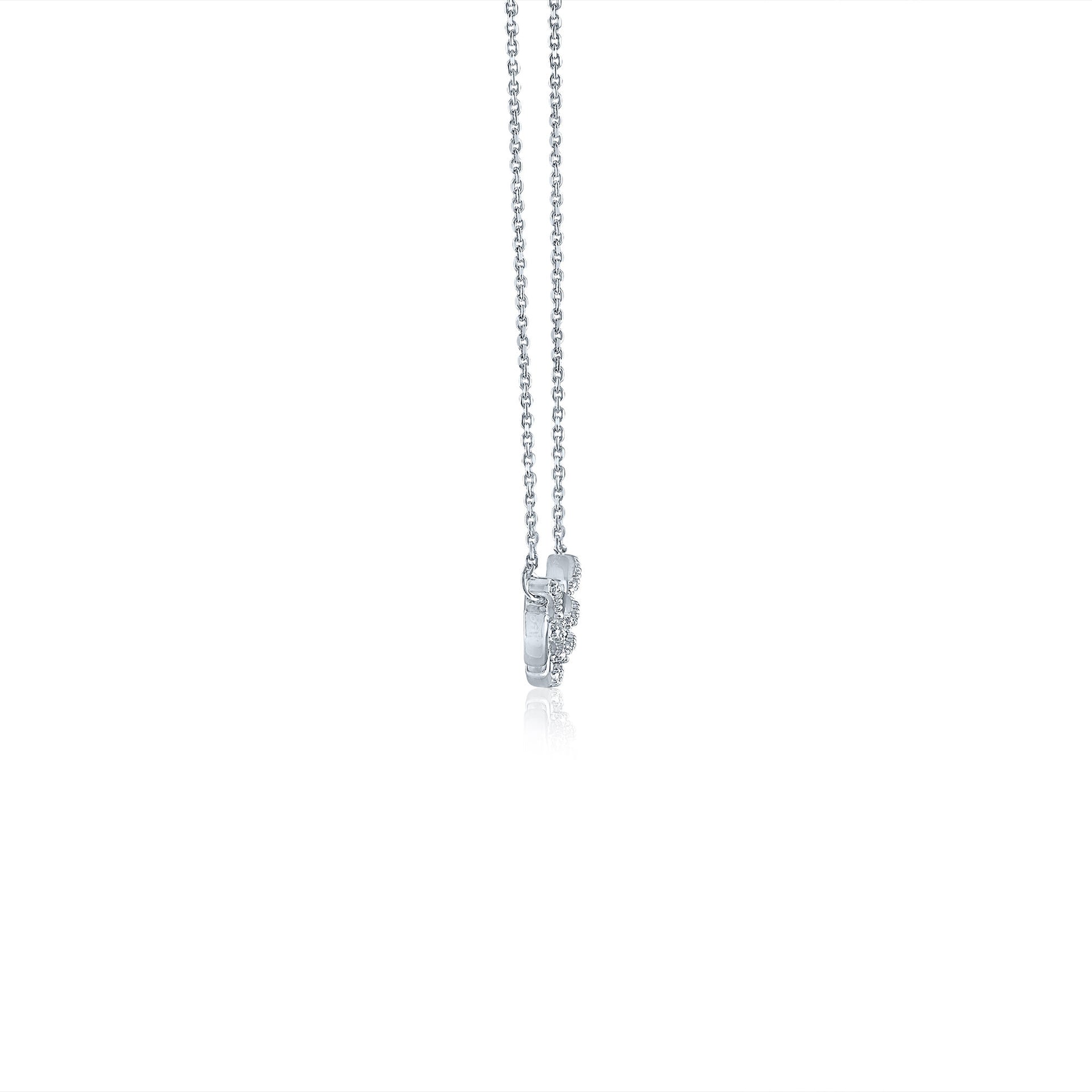 Chain Link Smile Necklace with Diamond Accents in Sterling Silver