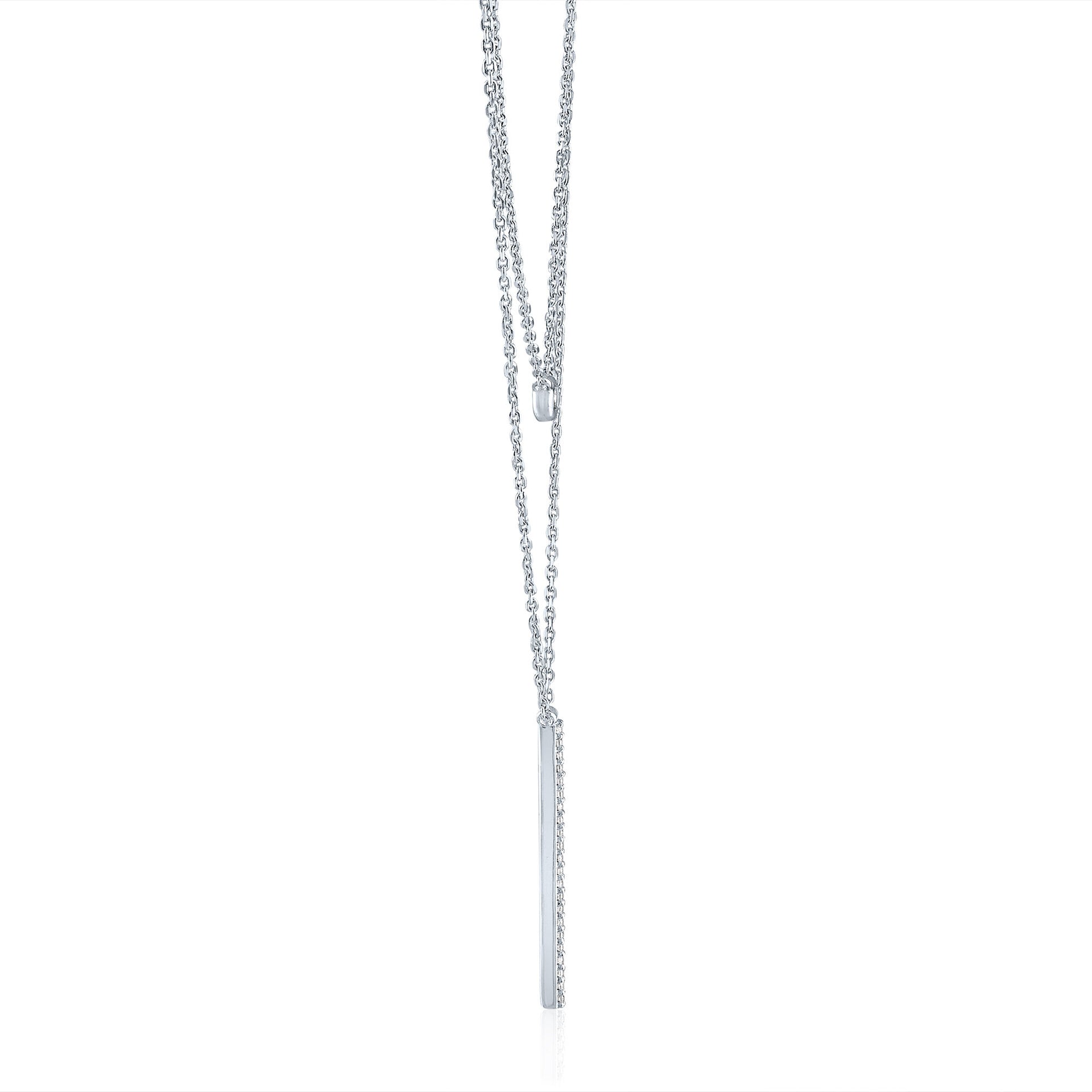 Double Layer Necklace with Diamond Accents in Sterling Silver