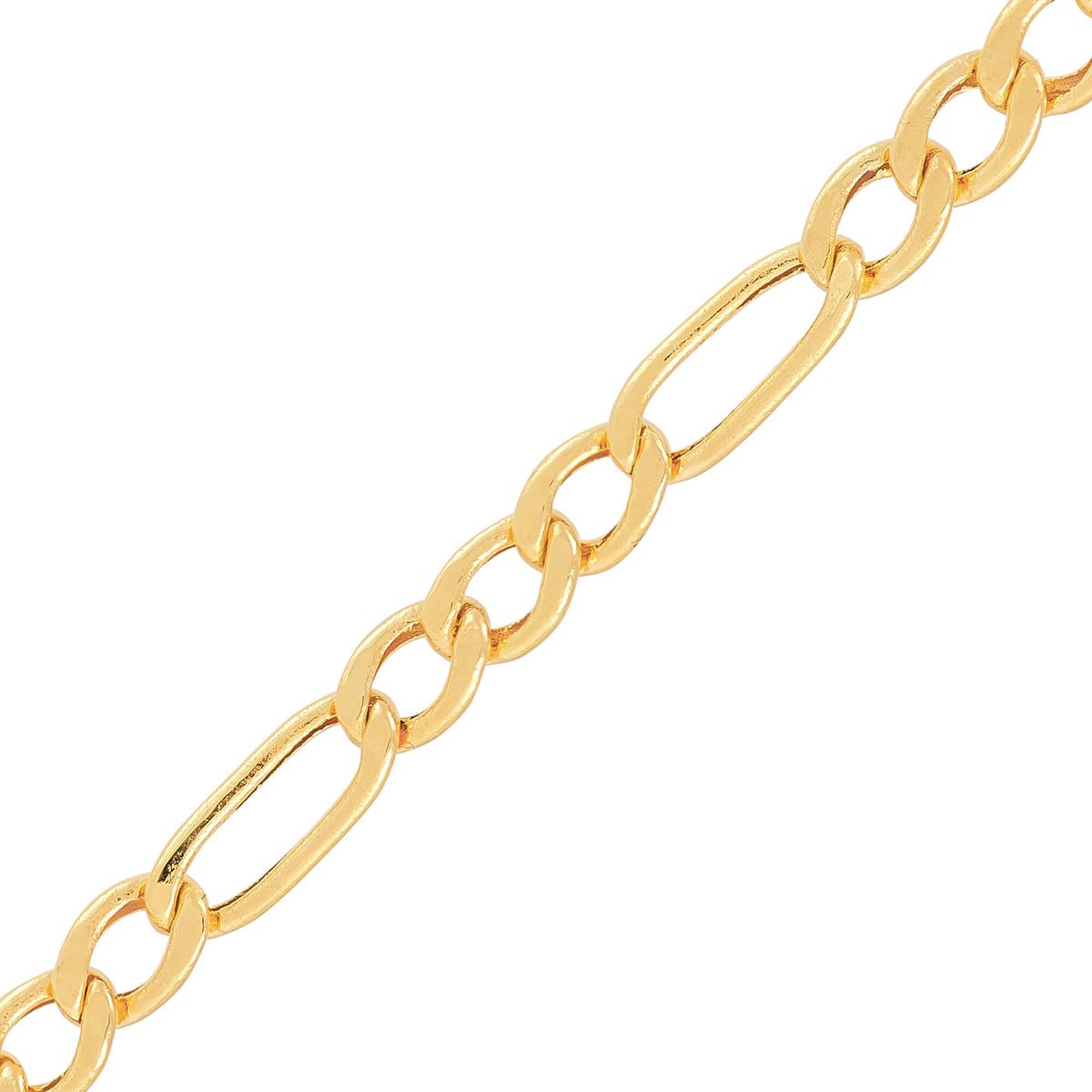 Hollow Figaro Chain in 14K Yellow Gold, 2.6MM, 18”