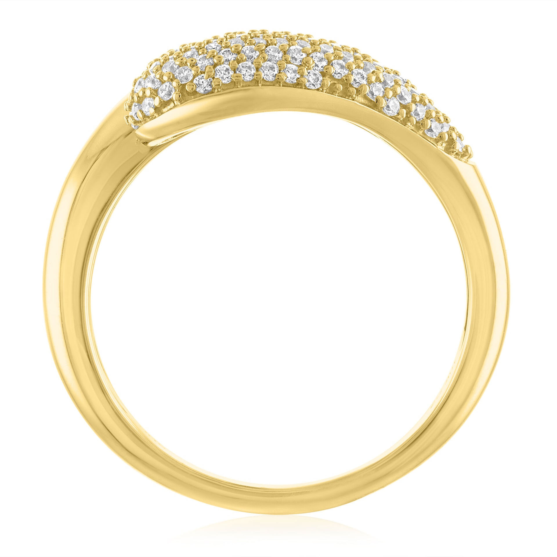 Diamond Dome Bypass Ring in 10K Yellow Gold (1/3 ct. tw.)