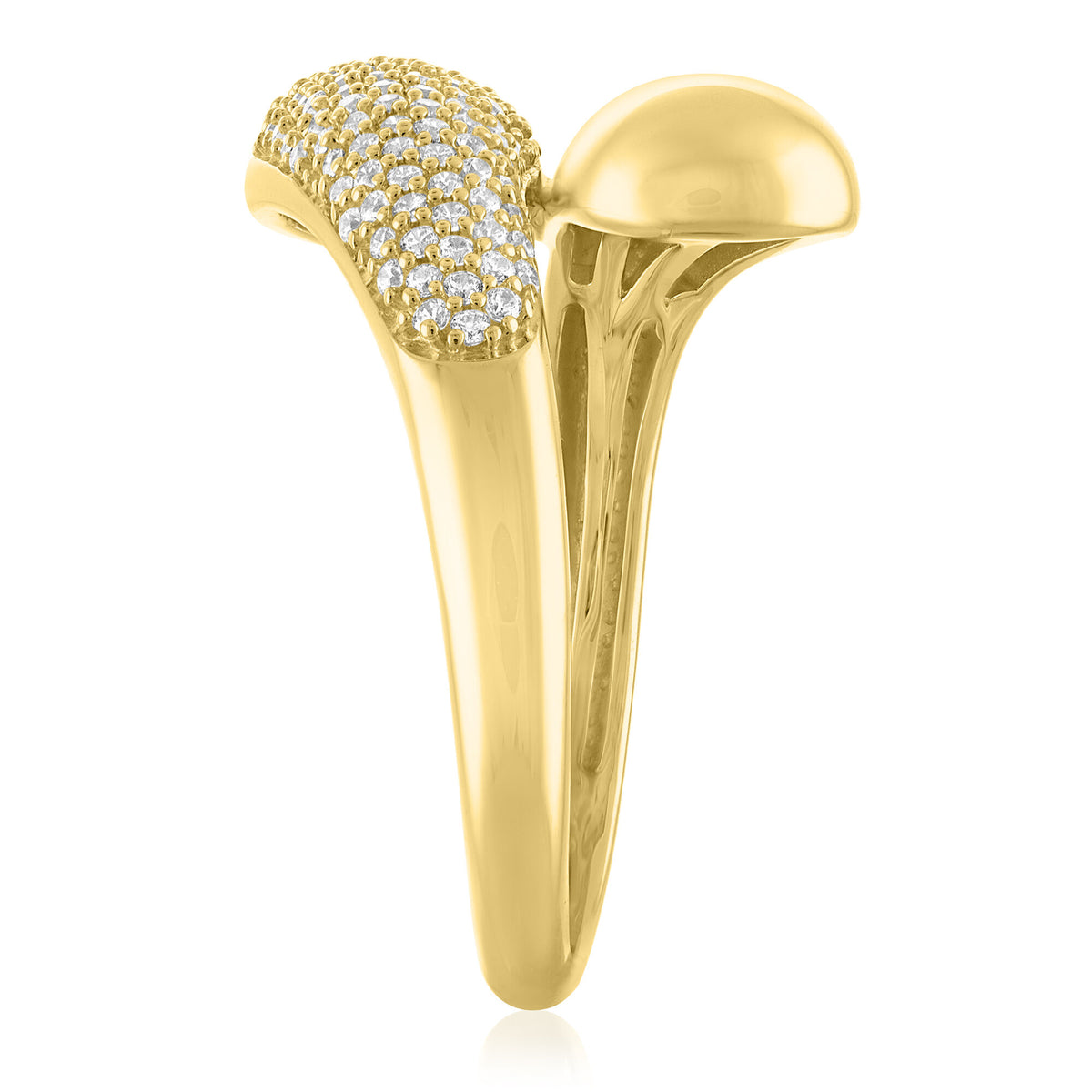 Diamond Dome Bypass Ring in 10K Yellow Gold (1/3 ct. tw.)