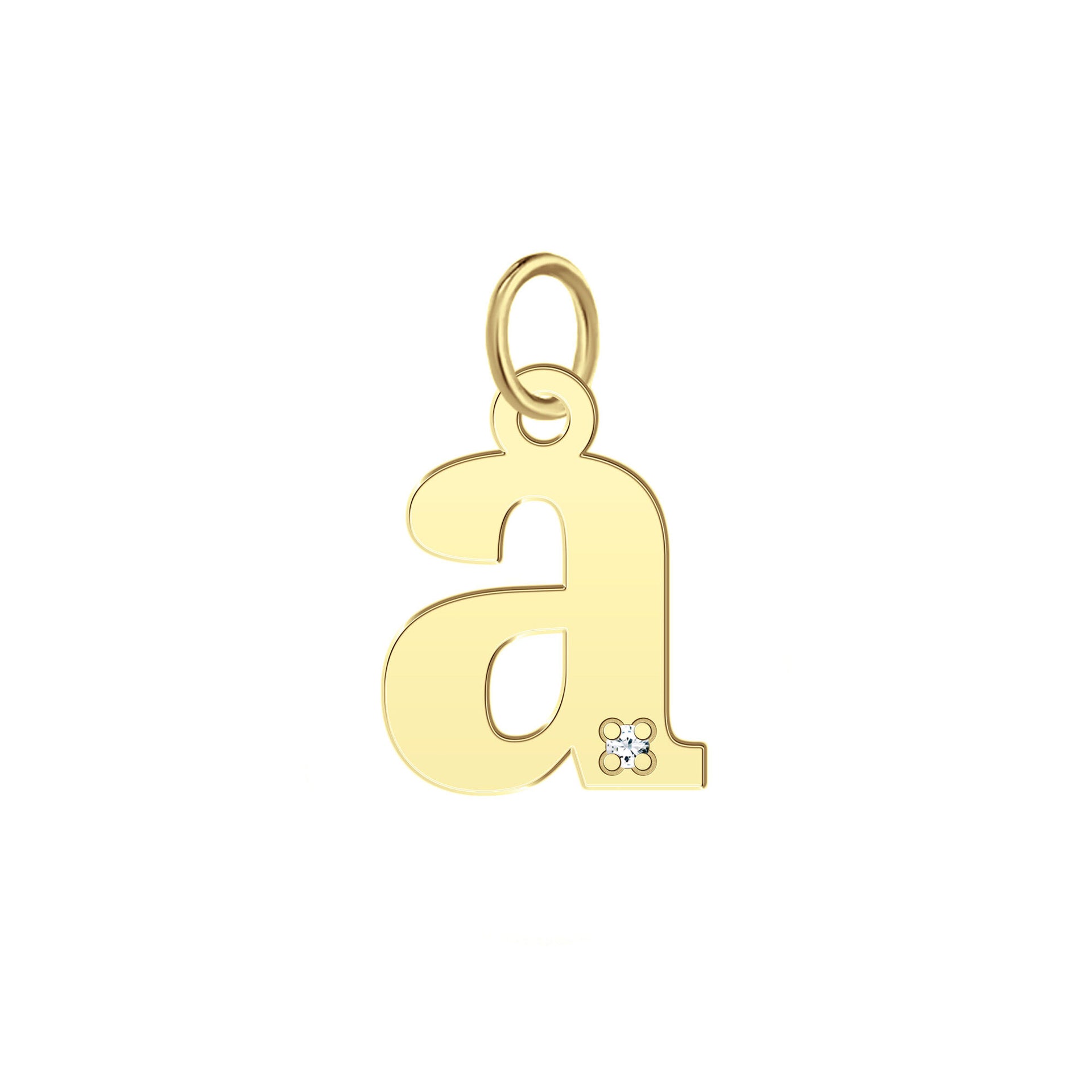 “A” Initial Charm with Diamond Accent in 10K Yellow Gold