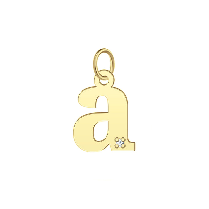 “A” Initial Charm with Diamond Accent in 10K Yellow Gold