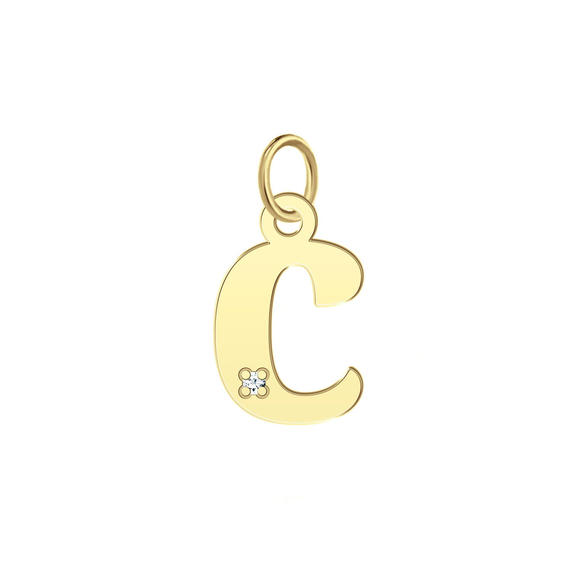 “C” Initial Charm with Diamond Accent in 10K Yellow Gold