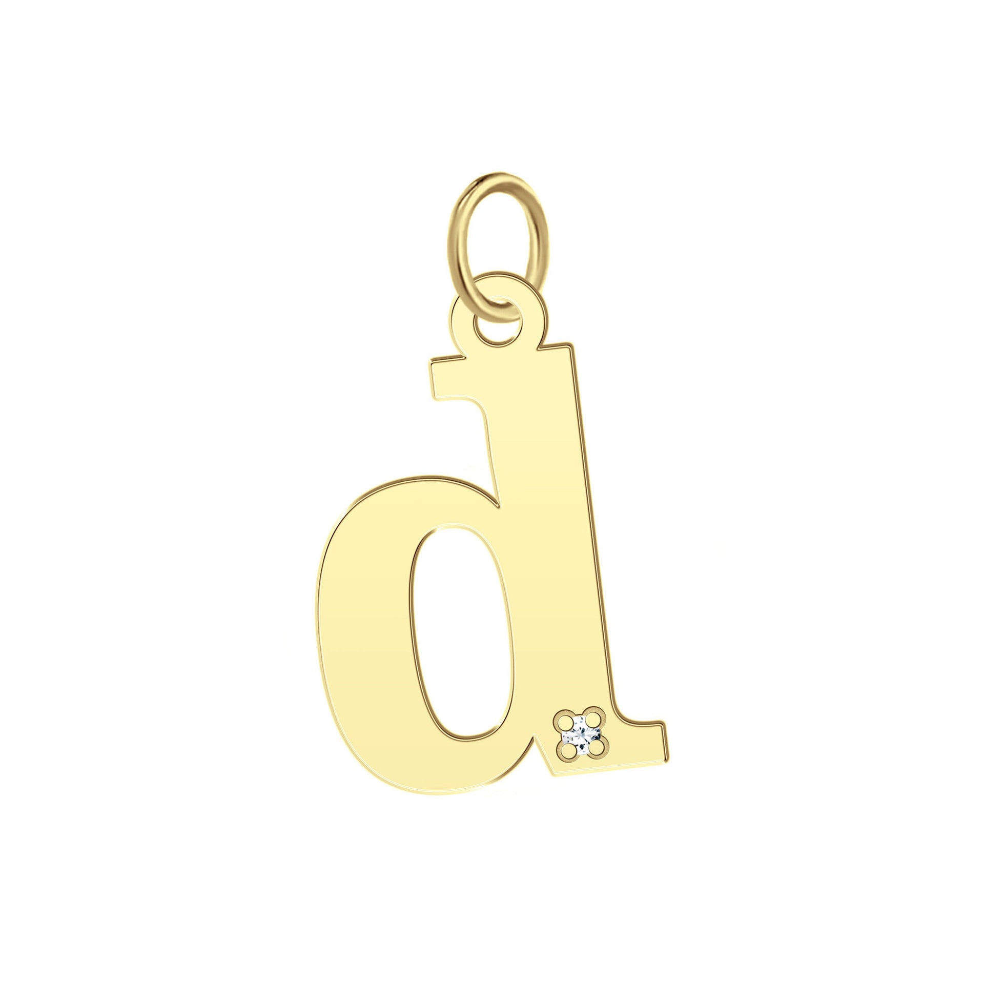 “D” Initial Charm with Diamond Accent in 10K Yellow Gold