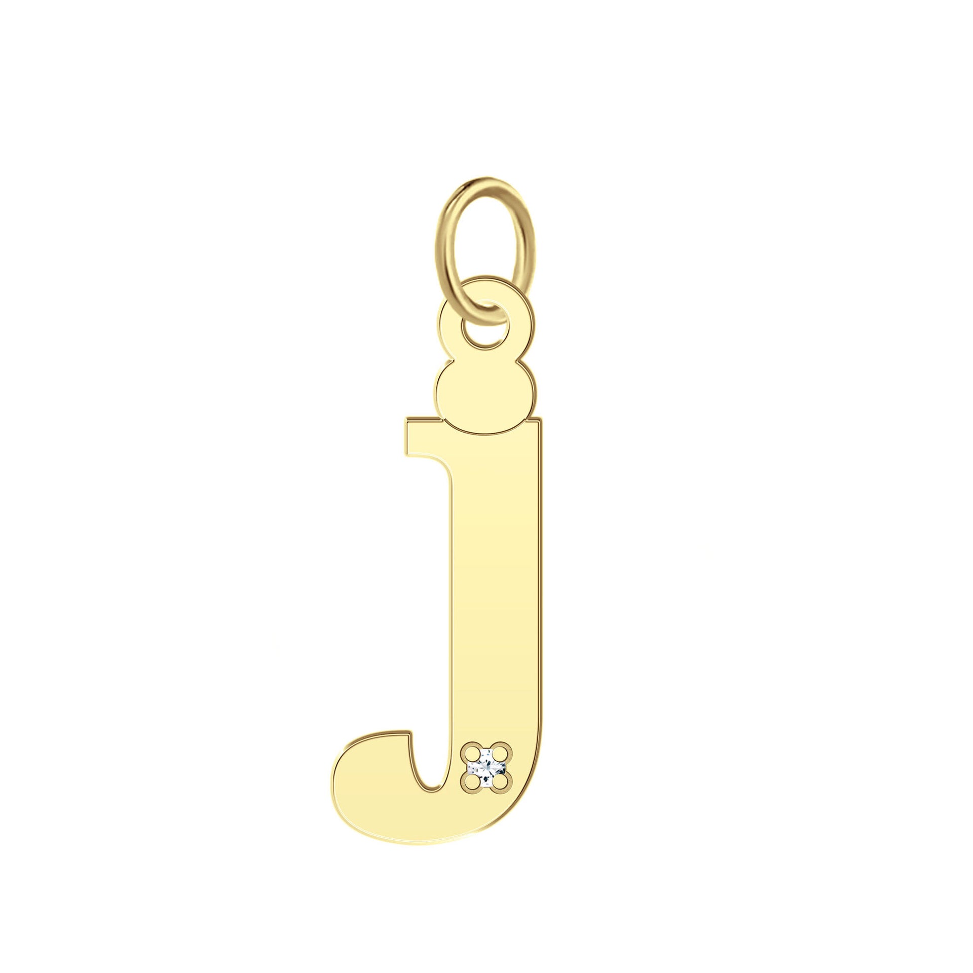 “J” Initial Charm with Diamond Accent in 10K Yellow Gold