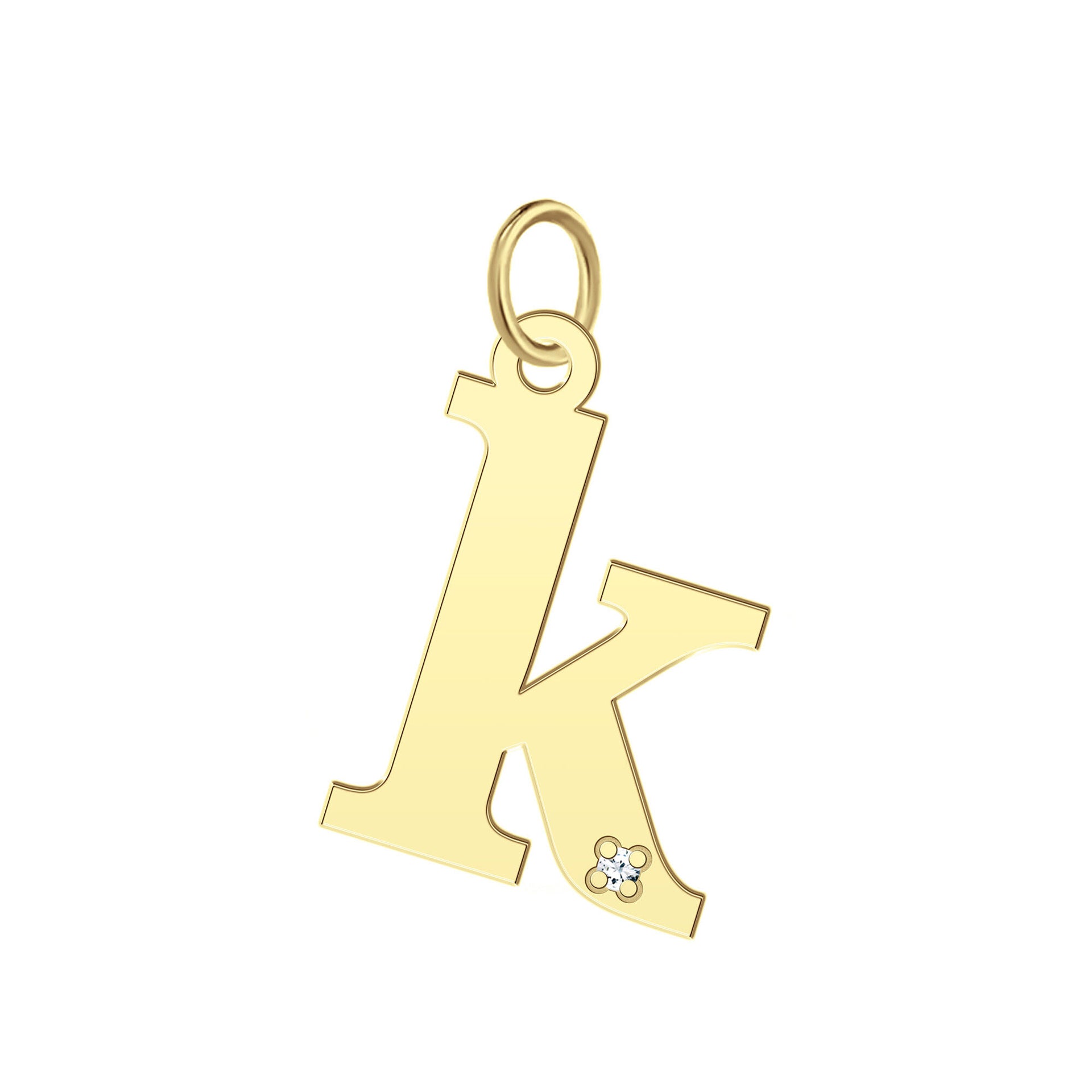 “K” Initial Charm with Diamond Accent in 10K Yellow Gold