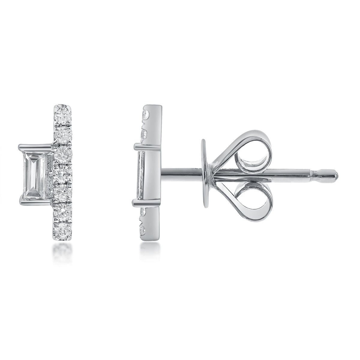 Diamond Geometric Bar Stud Earrings in 10K White Gold (1/8 ct. tw.)