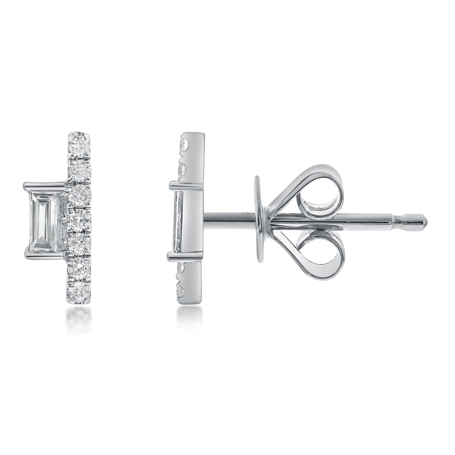 Diamond Geometric Bar Stud Earrings in 10K White Gold (1/8 ct. tw.)