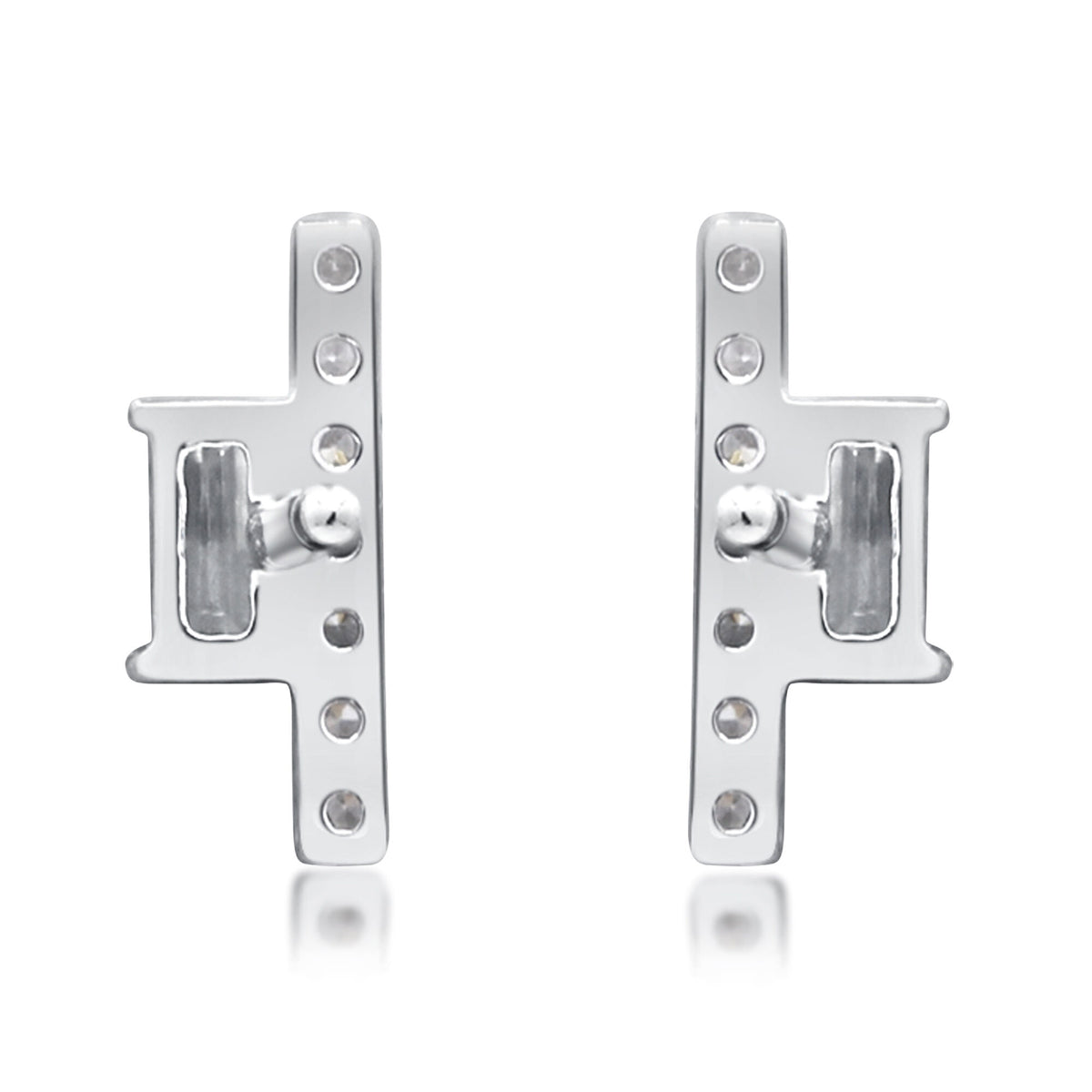 Diamond Geometric Bar Stud Earrings in 10K White Gold (1/8 ct. tw.)