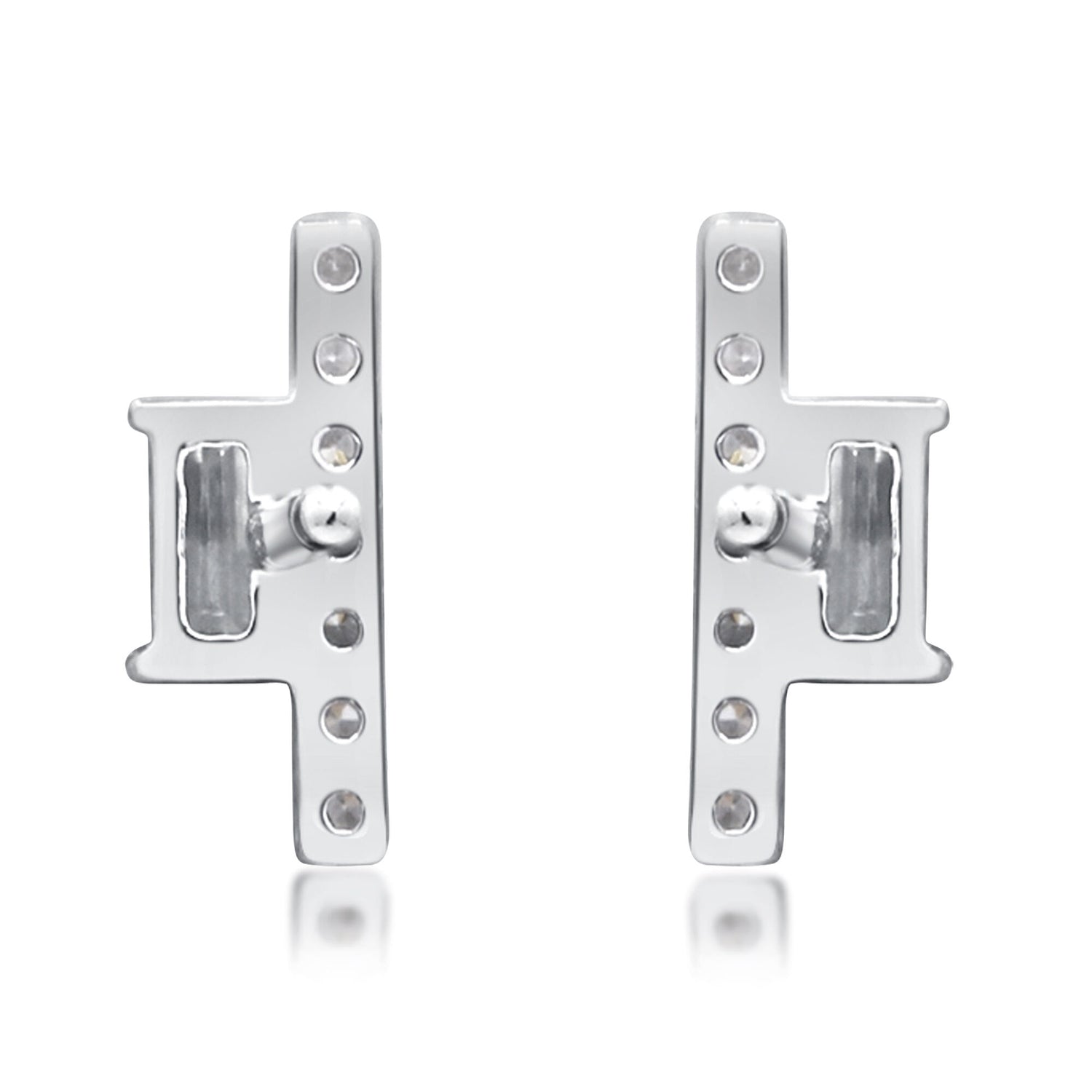 Diamond Geometric Bar Stud Earrings in 10K White Gold (1/8 ct. tw.)