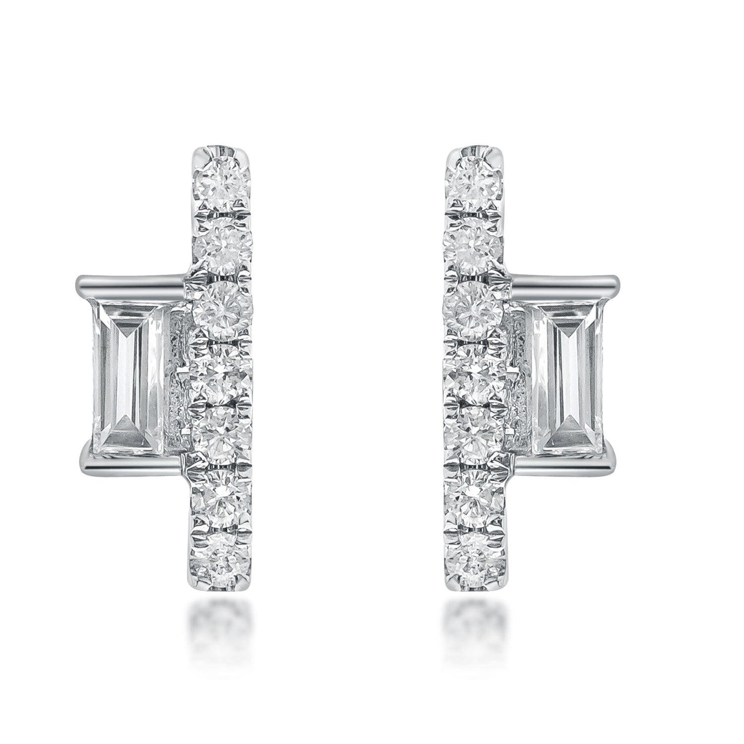 Diamond Geometric Bar Stud Earrings in 10K White Gold (1/8 ct. tw.)