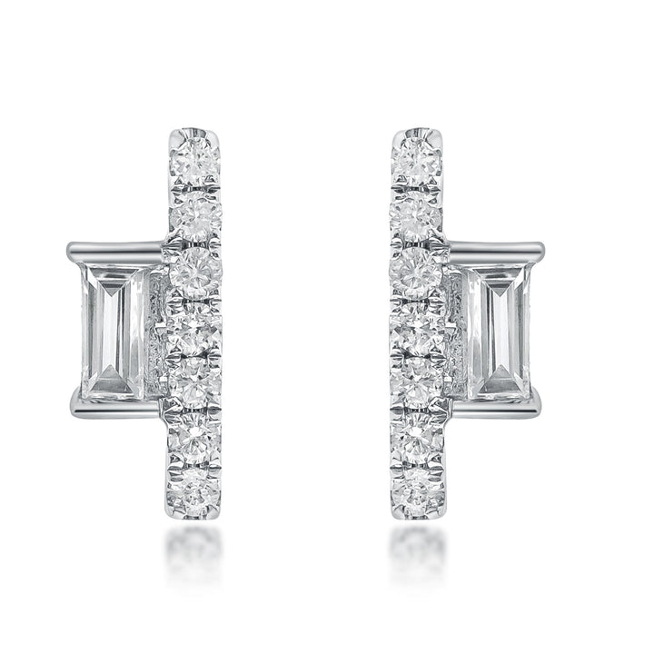 Diamond Geometric Bar Stud Earrings in 10K White Gold (1/8 ct. tw.)