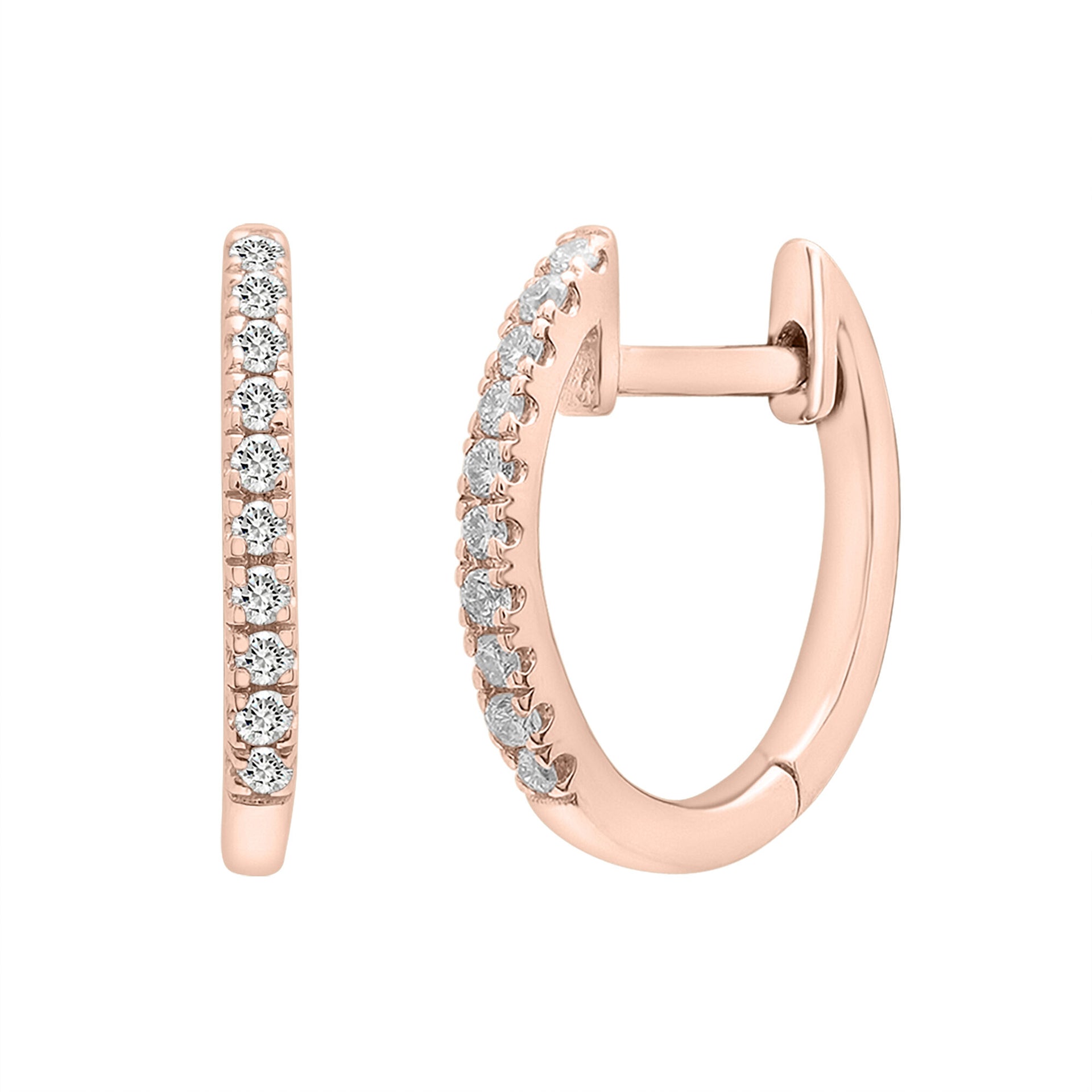 Diamond Huggie Hoop Earrings in 14K Rose Gold (1/10 ct. tw.)